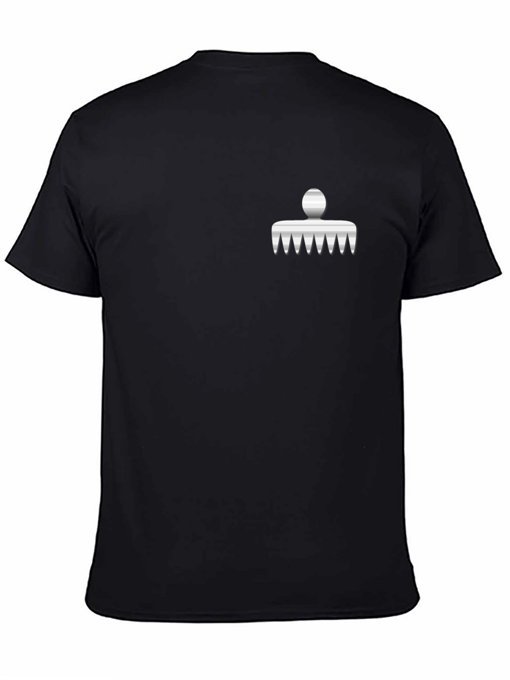 Mens Black Graphic Tee with Comb Design