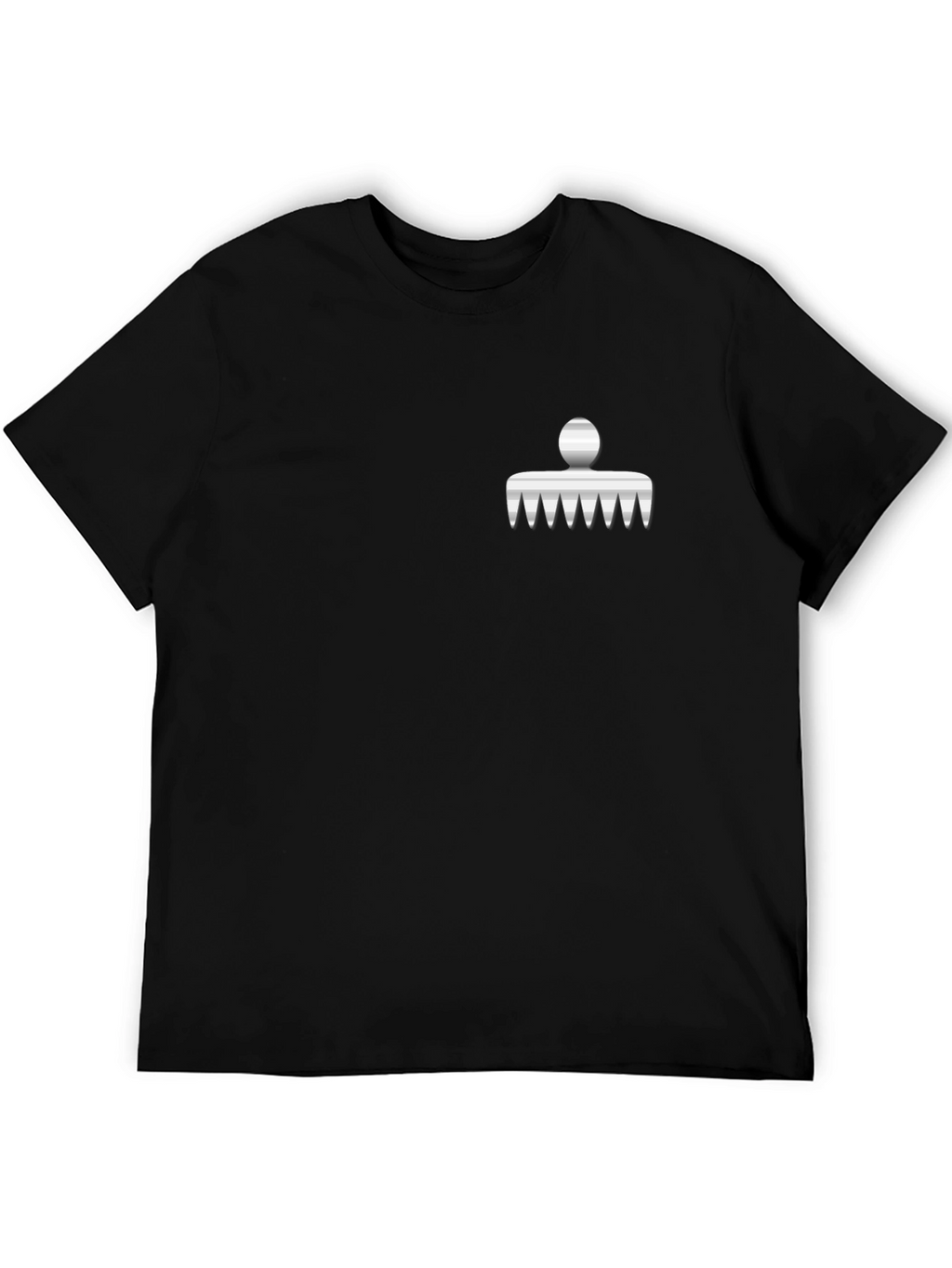 Mens Black Graphic Tee with Comb Design