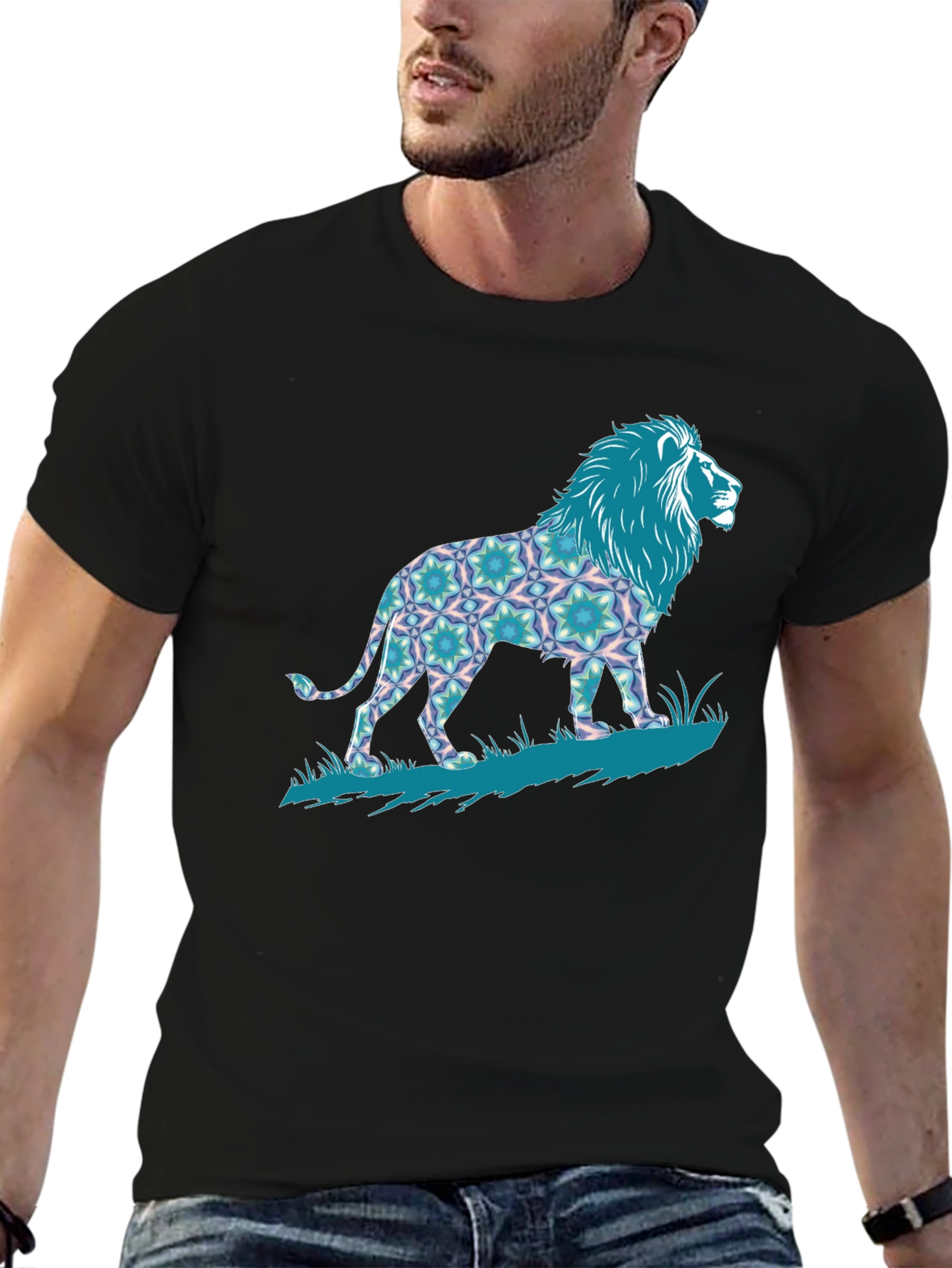 Lion Graphic Print Tee - Bold Mens T-Shirt