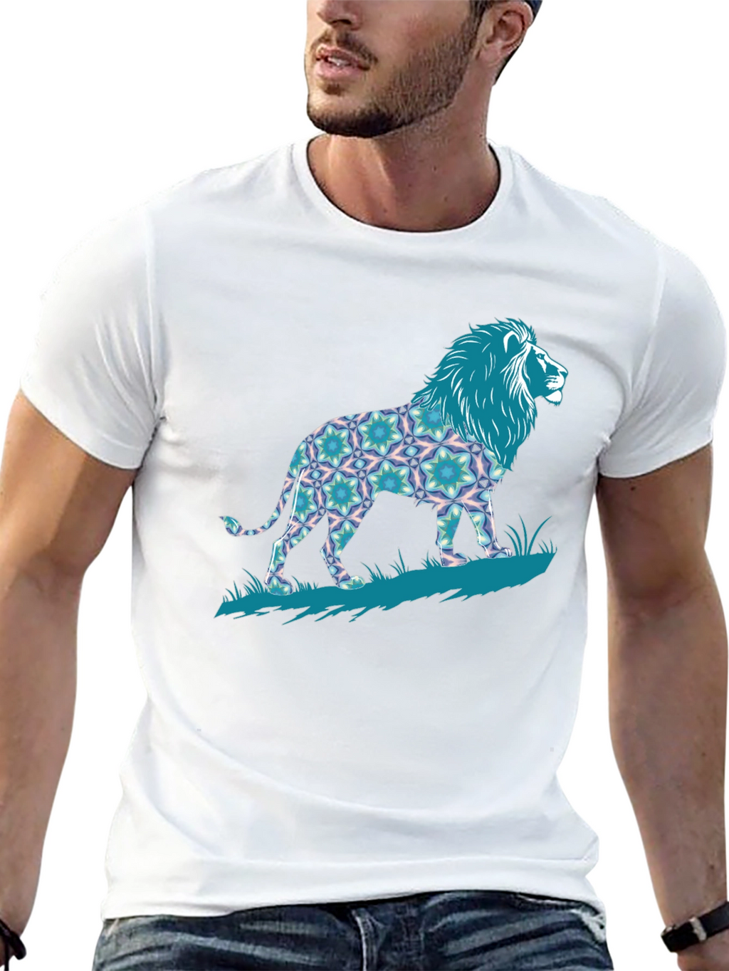 Lion Graphic Print Tee - Bold Mens T-Shirt