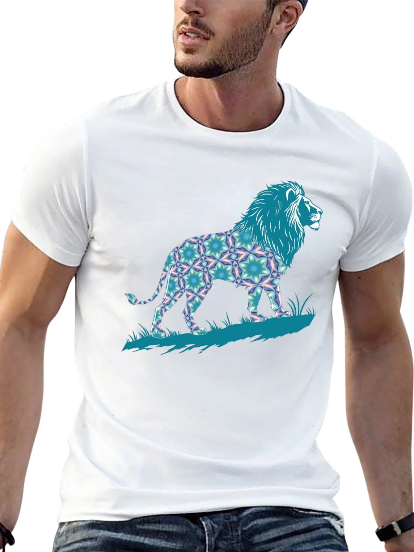 Lion Graphic Print Tee - Bold Mens T-Shirt