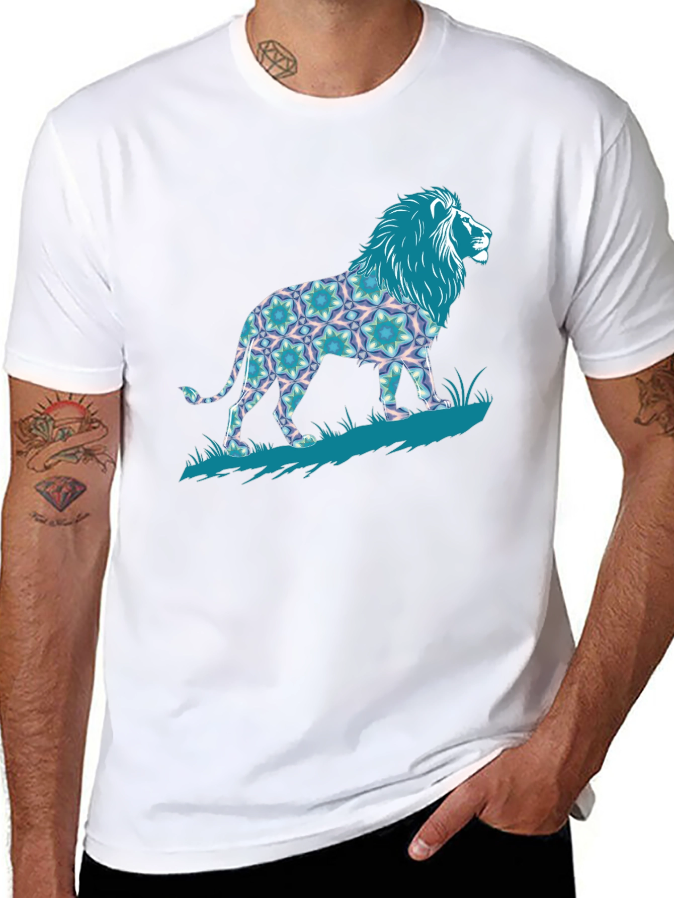 Lion Graphic Print Tee - Bold Mens T-Shirt