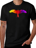 Rainbow Bird Graphic Black T-Shirt
