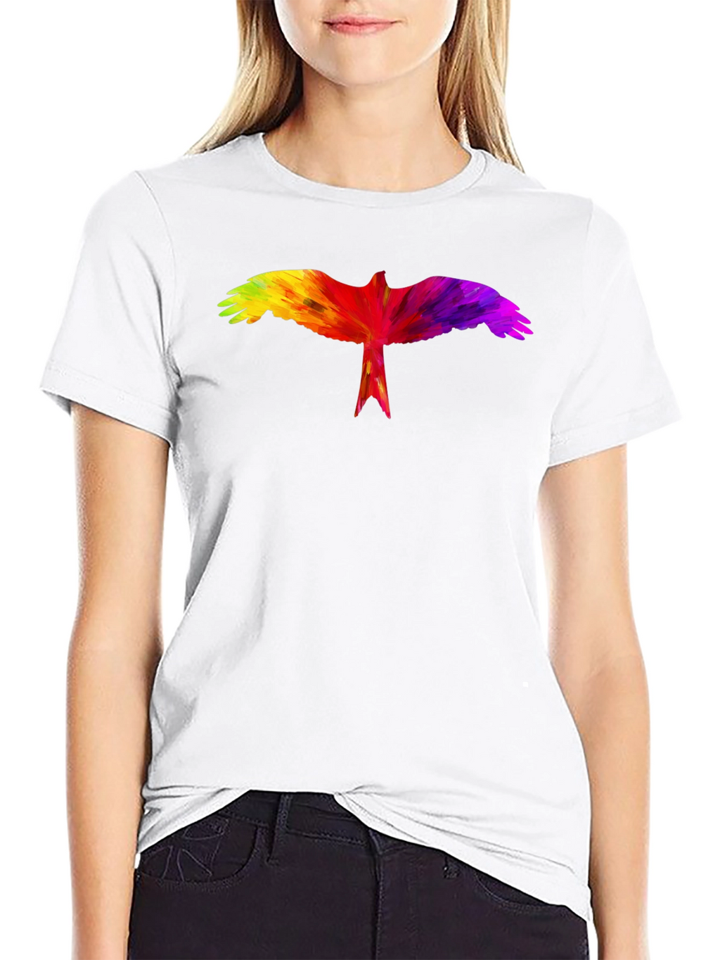 Rainbow Bird Graphic Black T-Shirt