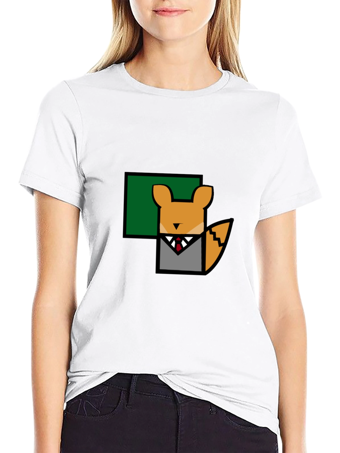 Fox in Suit T-Shirt - Geometric Design