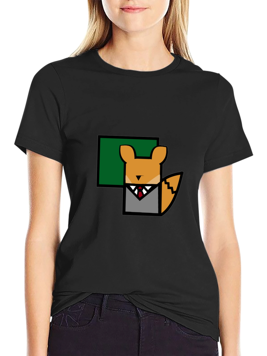 Fox in Suit T-Shirt - Geometric Design