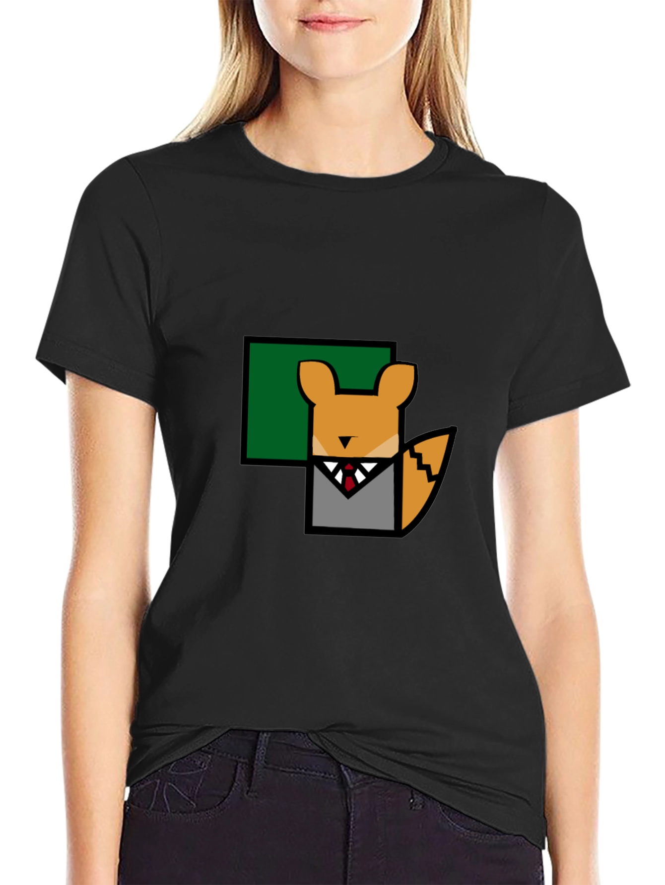 Fox in Suit T-Shirt - Geometric Design