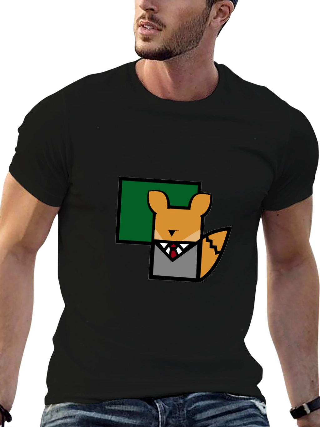 Fox in Suit T-Shirt - Geometric Design