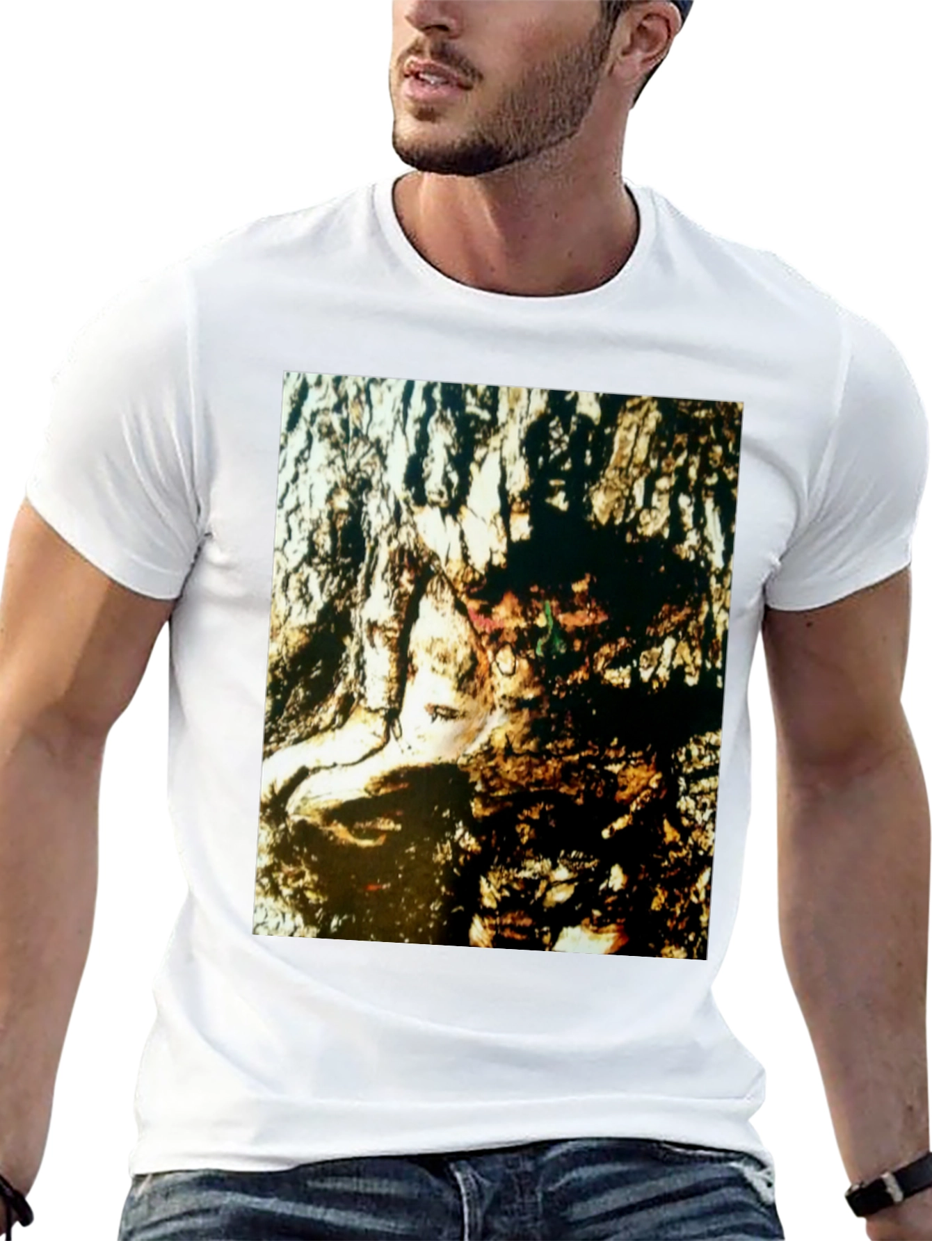 Abstract Face Print Black T-Shirt