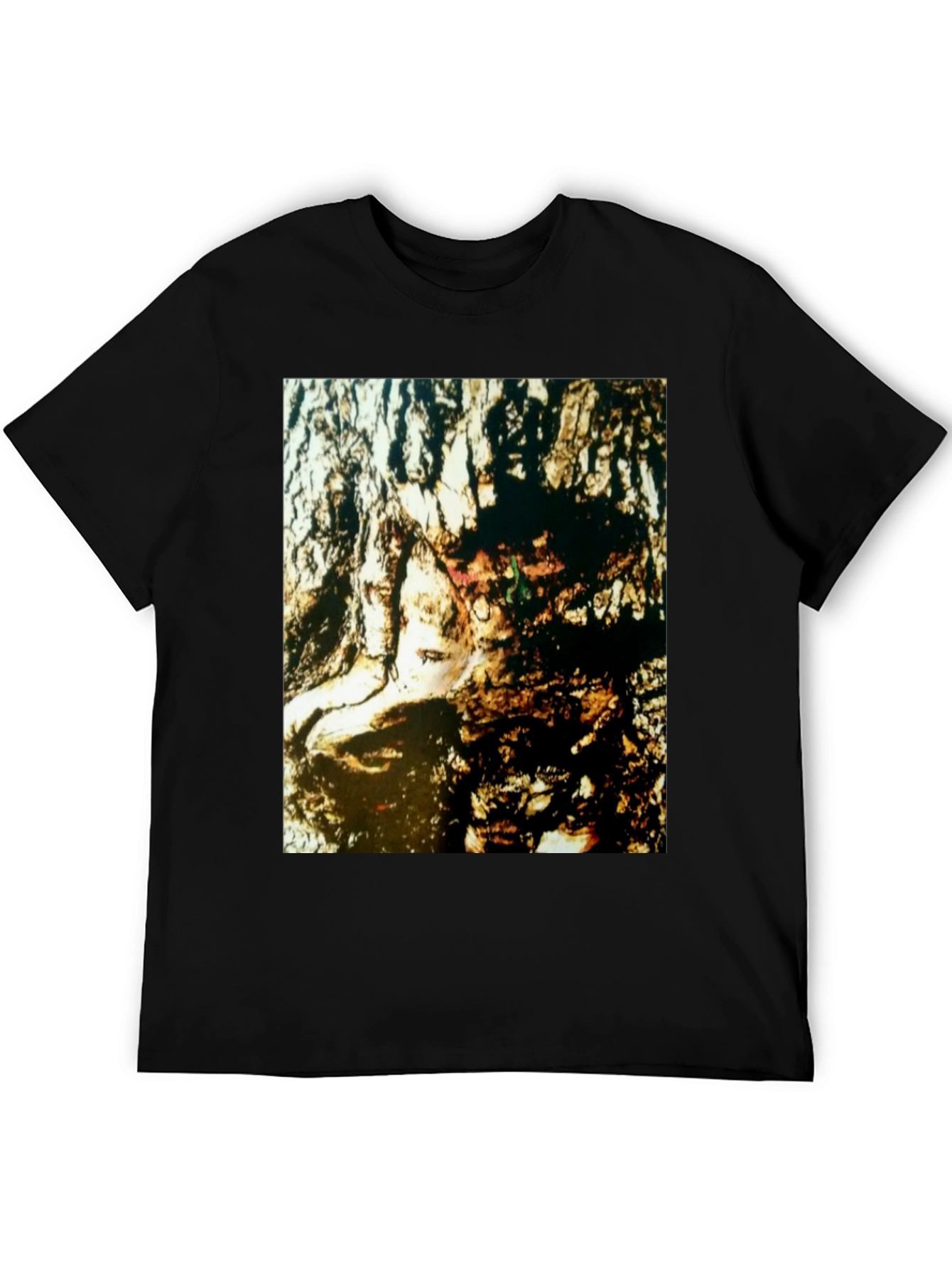 Abstract Face Print Black T-Shirt