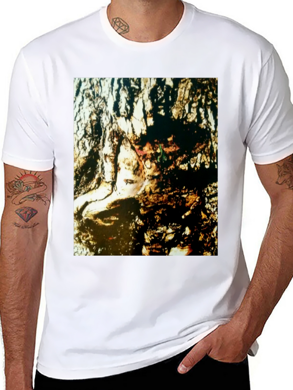 Abstract Face Print Black T-Shirt