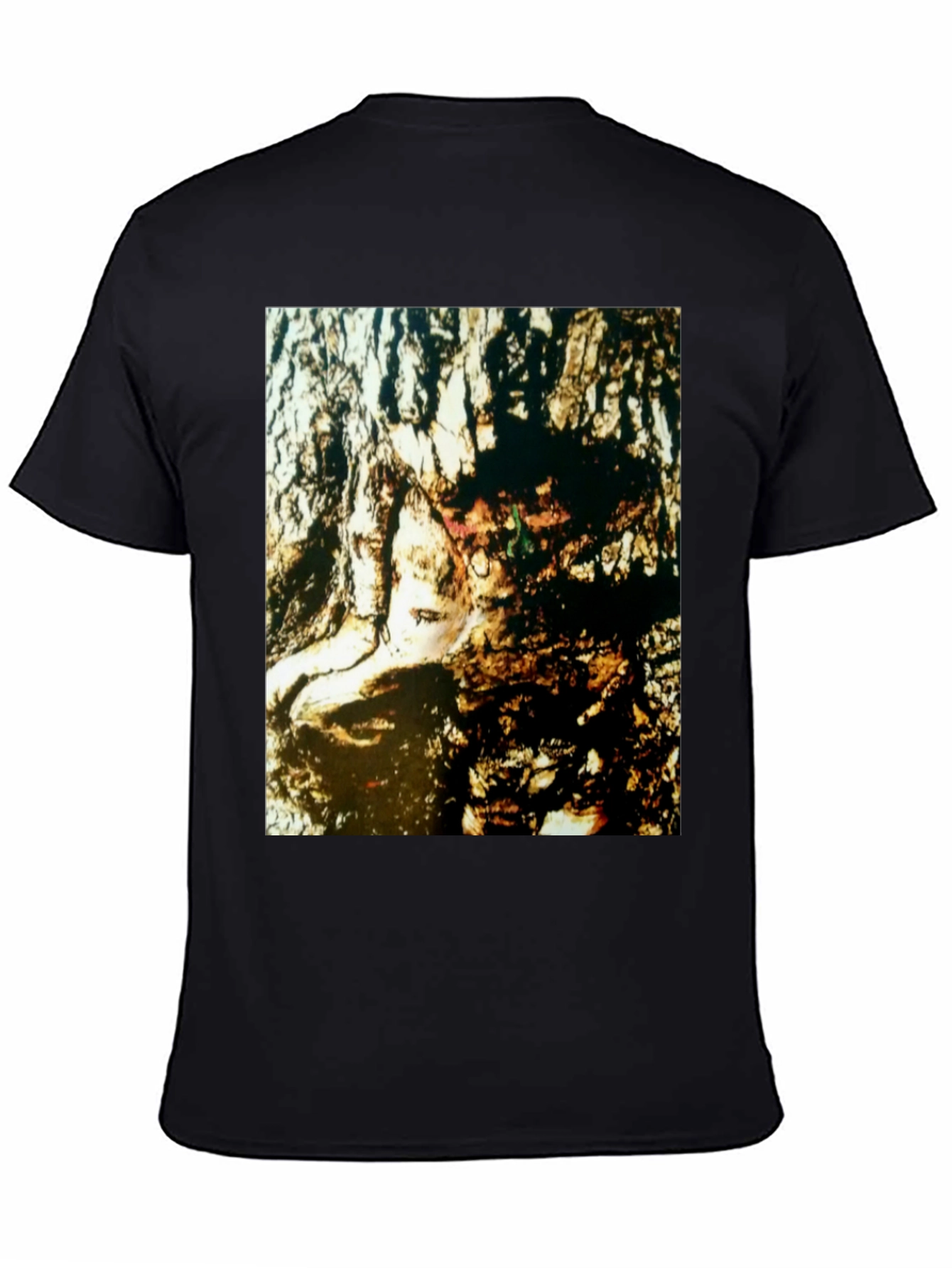 Abstract Face Print Black T-Shirt