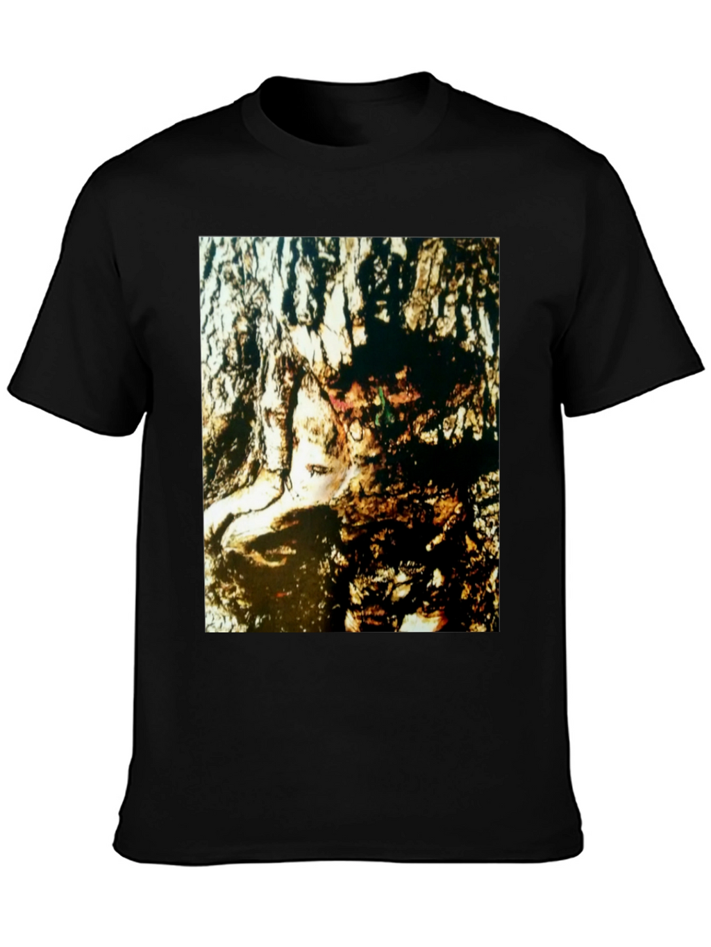 Abstract Face Print Black T-Shirt