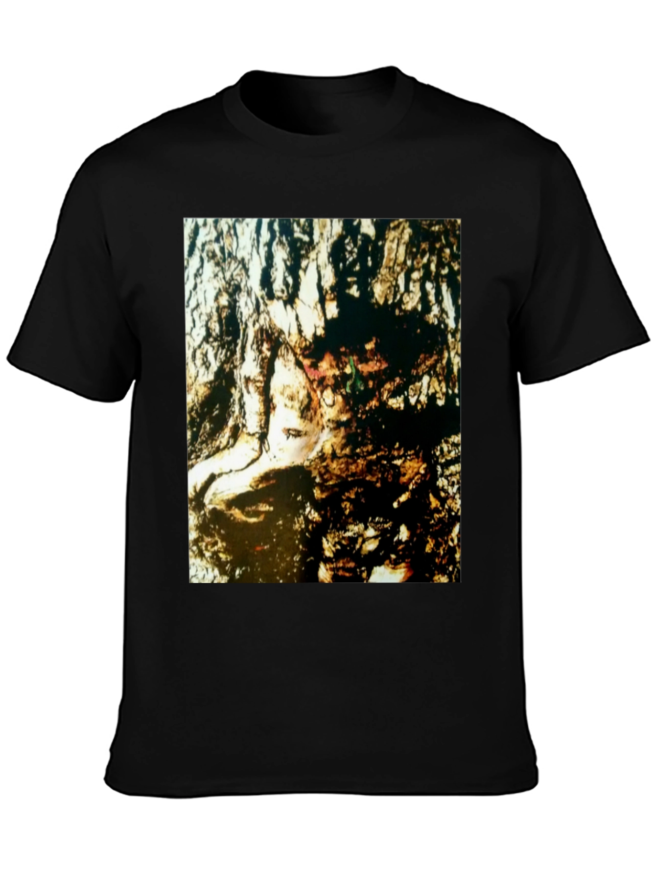 Abstract Face Print Black T-Shirt