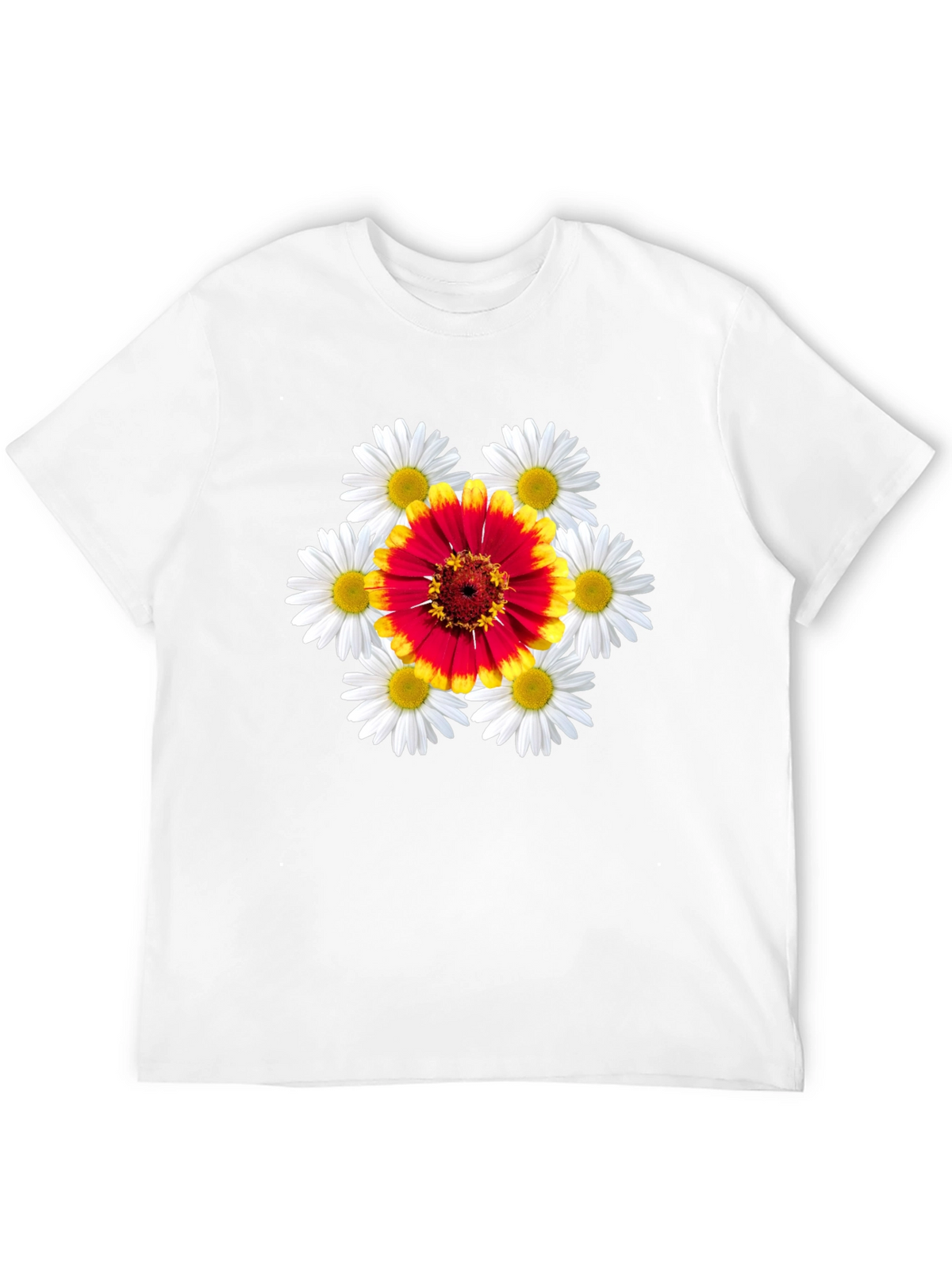 Floral Burst Graphic Tee - Black Cotton T-Shirt