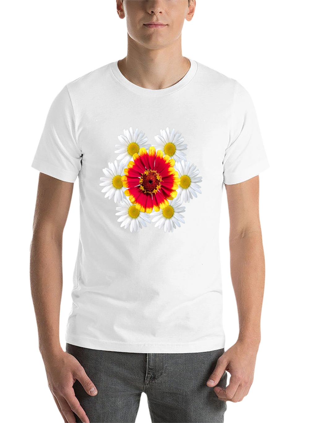 Floral Burst Graphic Tee - Black Cotton T-Shirt