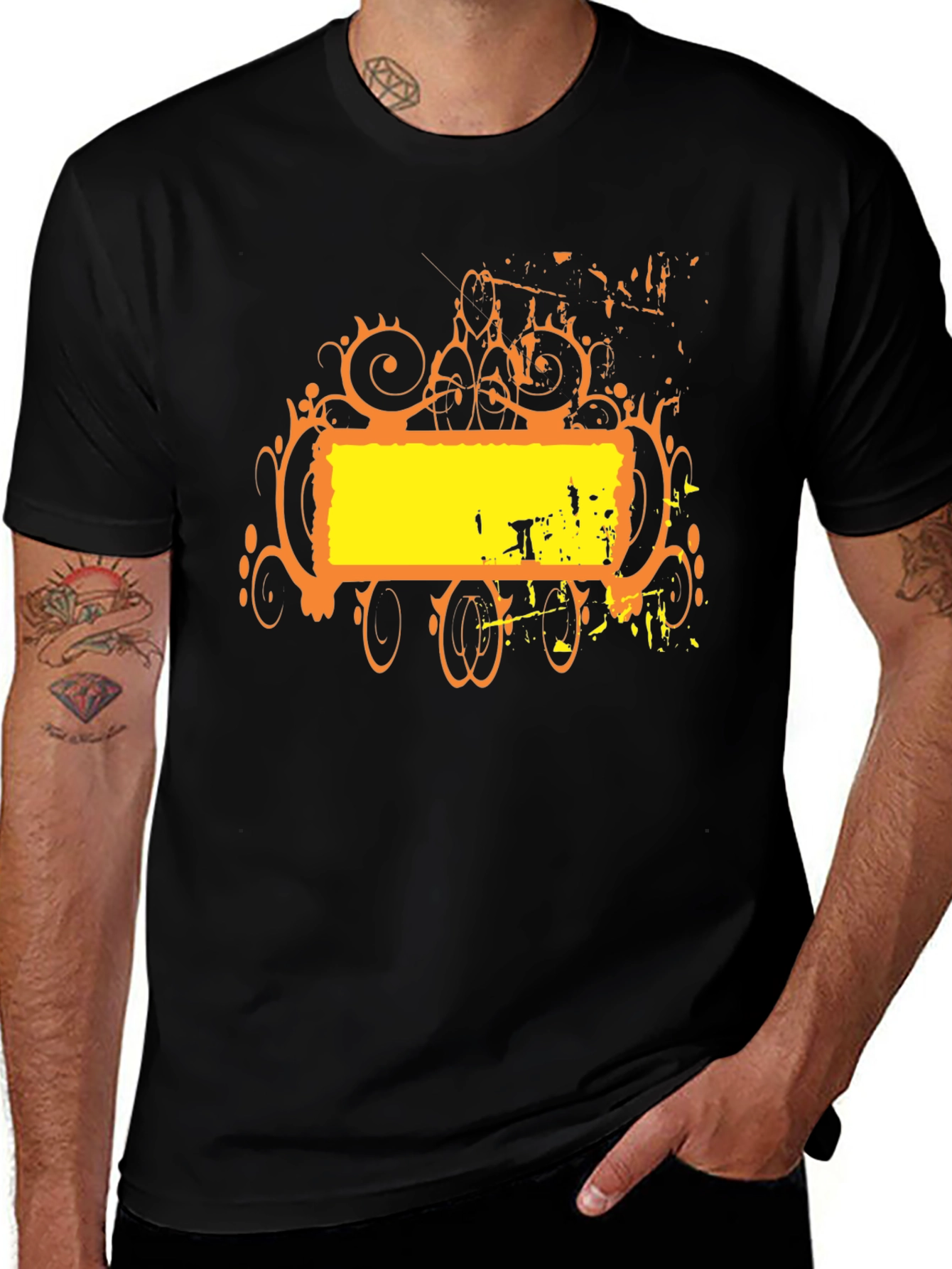 Abstract Graphic T-Shirt - Black