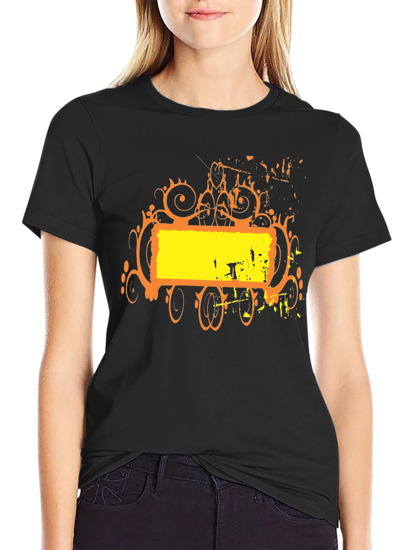 Abstract Graphic T-Shirt - Black