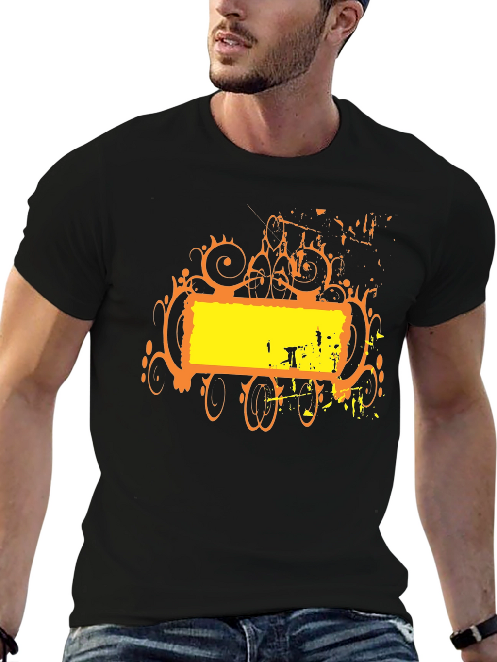 Abstract Graphic T-Shirt - Black