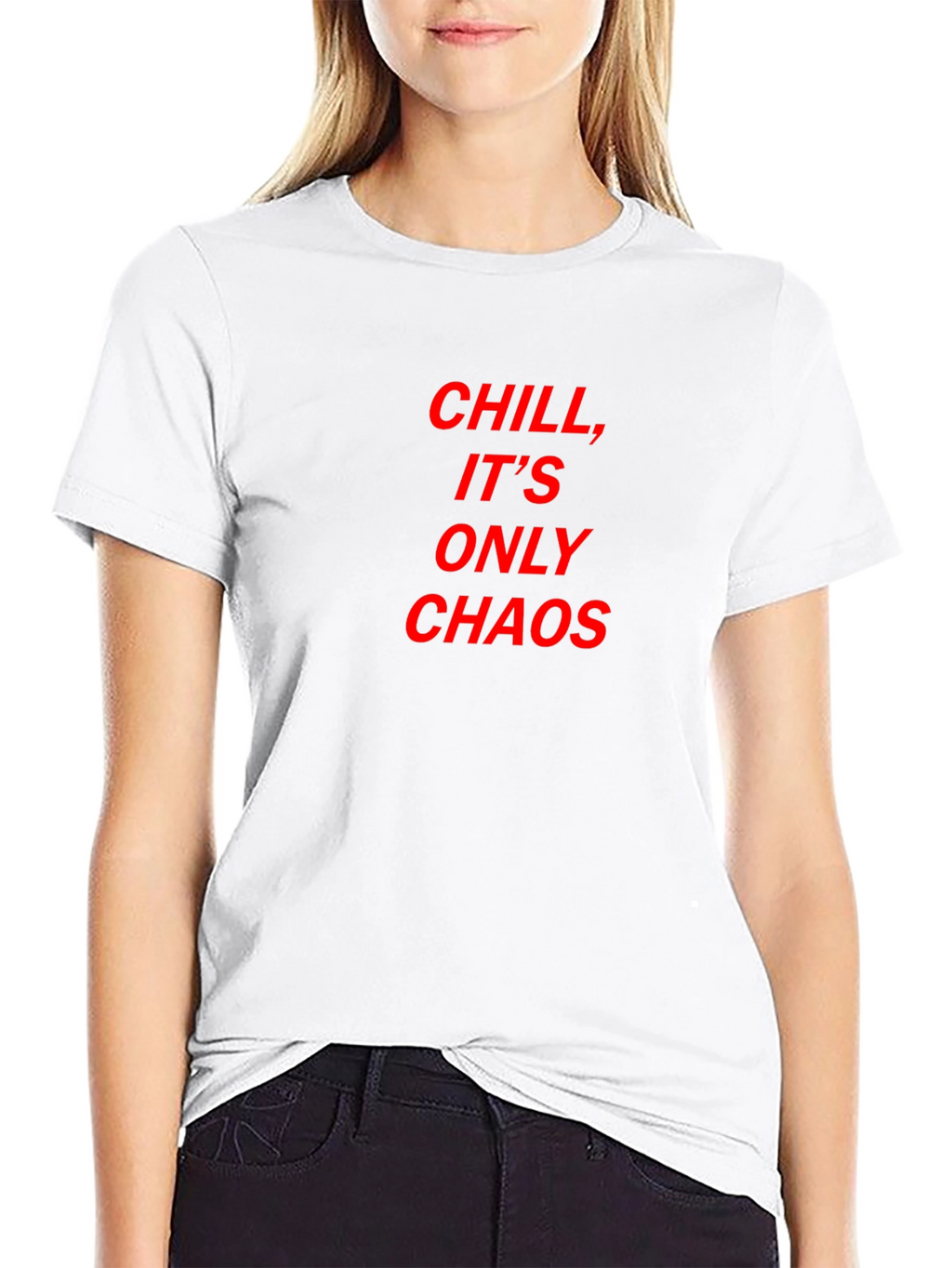 Chill Its Only Chaos Tee - Bold Red Print