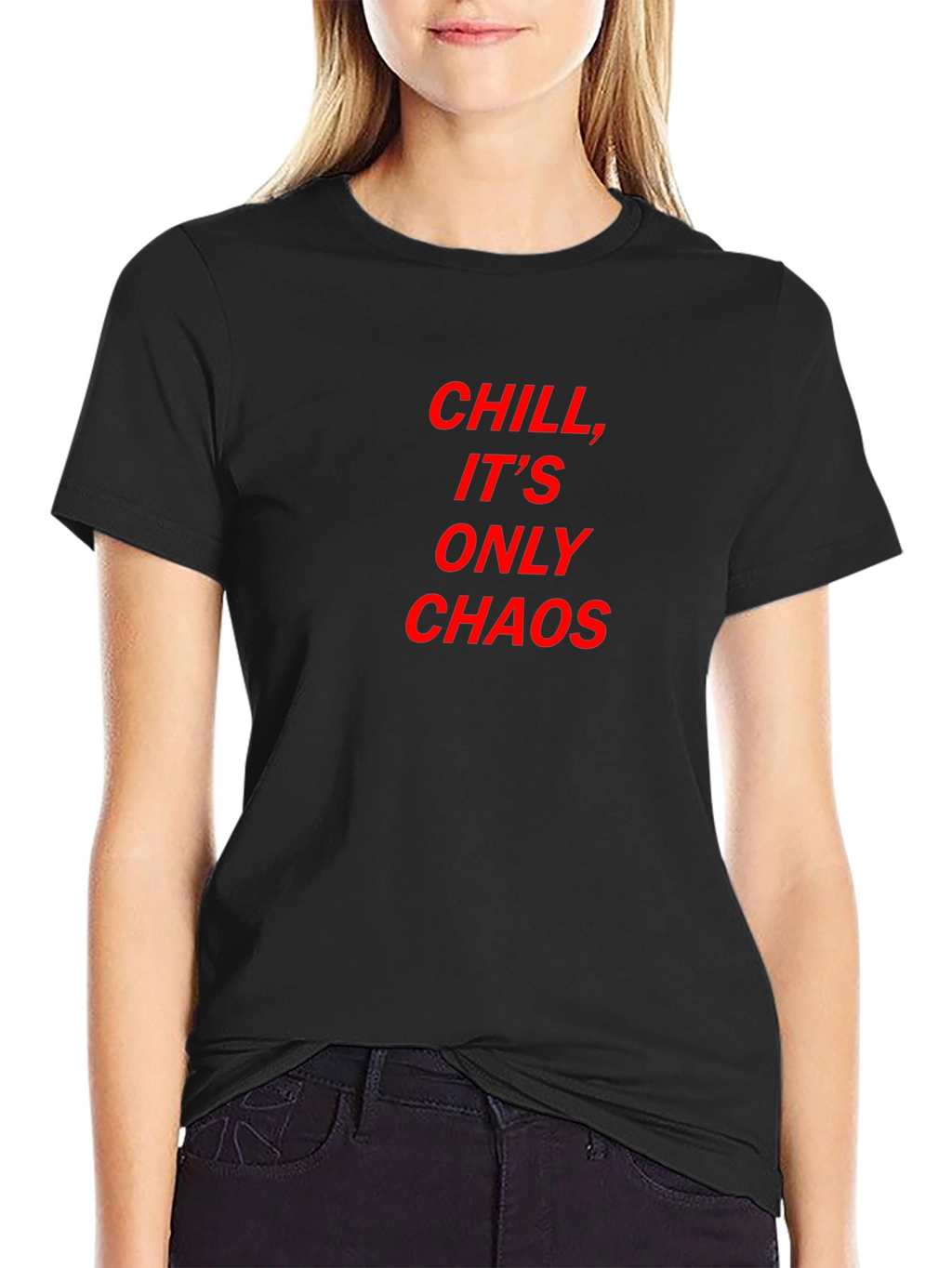 Chill Its Only Chaos Tee - Bold Red Print