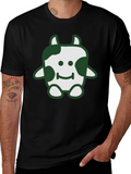Cute Cow Graphic Tee - Soft Black Cotton T-Shirt