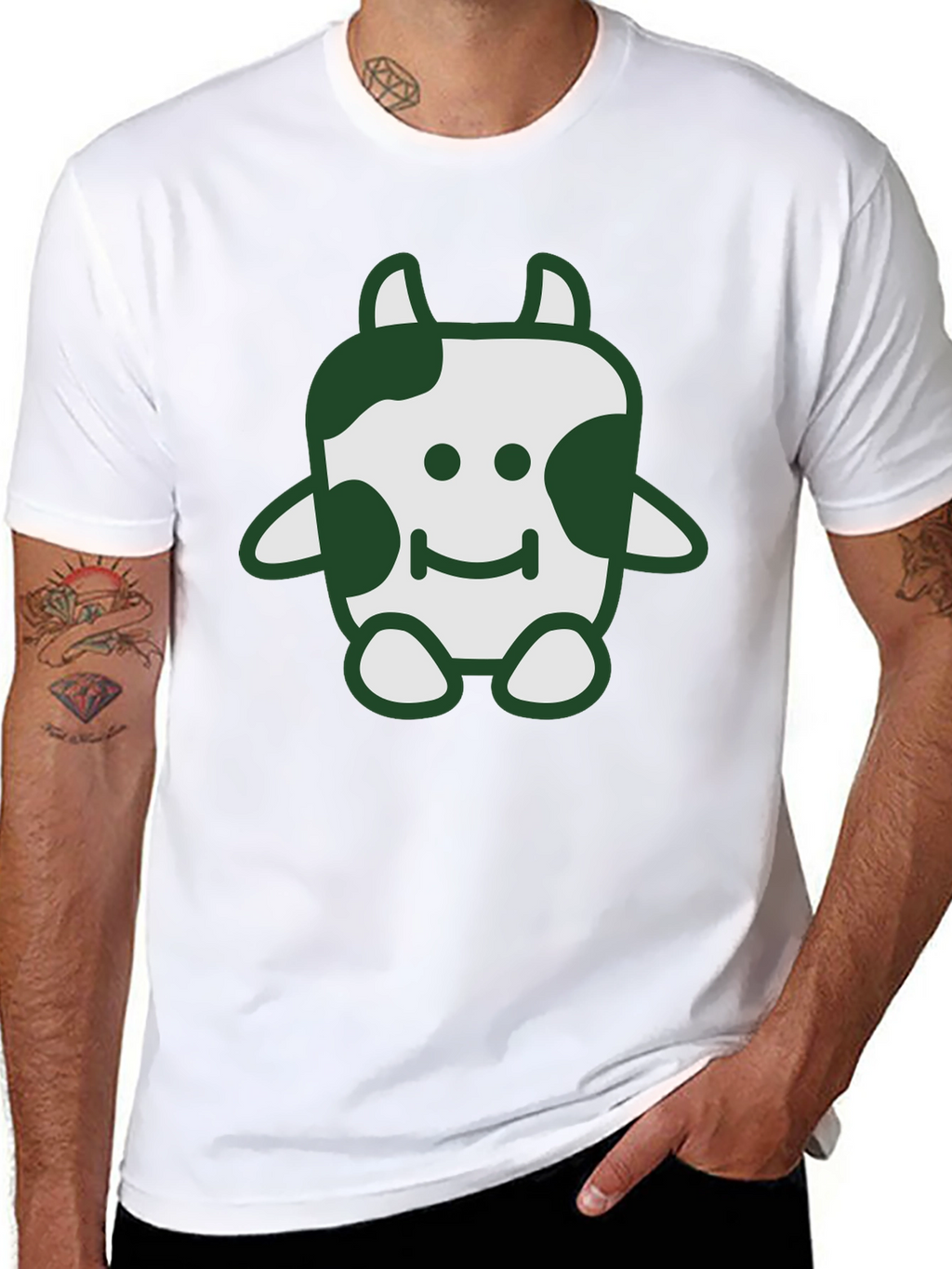 Cute Cow Graphic Tee - Soft Black Cotton T-Shirt