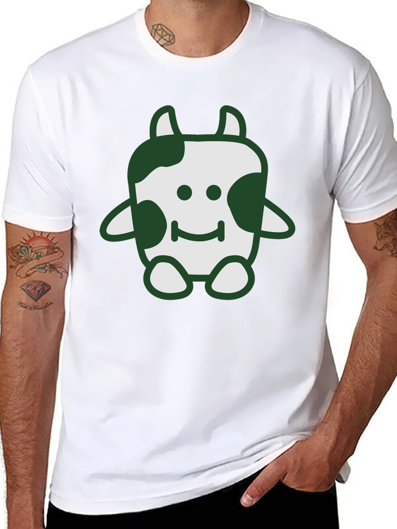 Cute Cow Graphic Tee - Soft Black Cotton T-Shirt