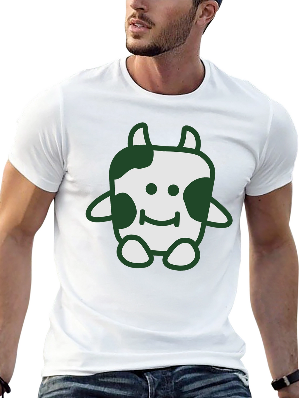 Cute Cow Graphic Tee - Soft Black Cotton T-Shirt