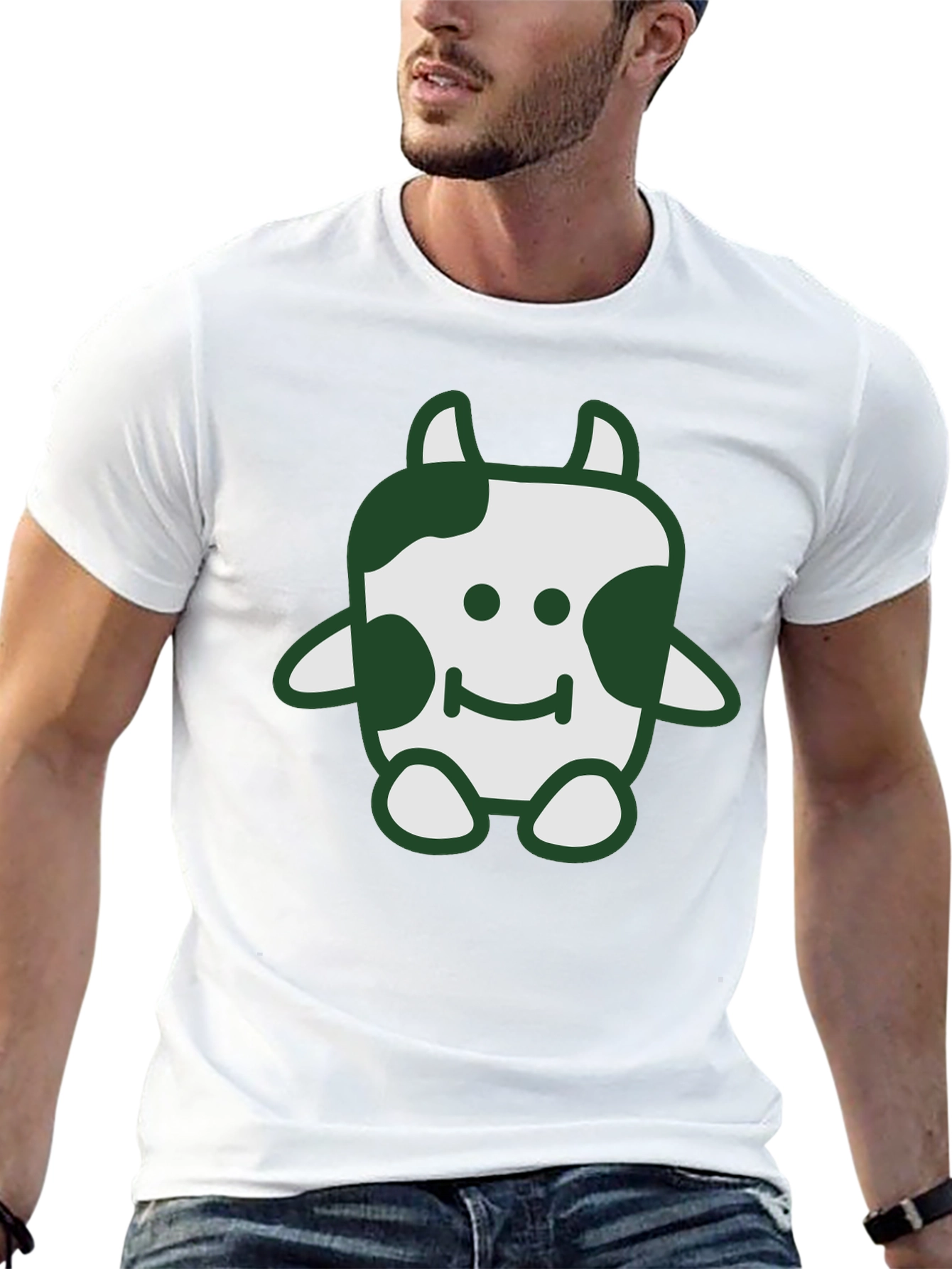 Cute Cow Graphic Tee - Soft Black Cotton T-Shirt