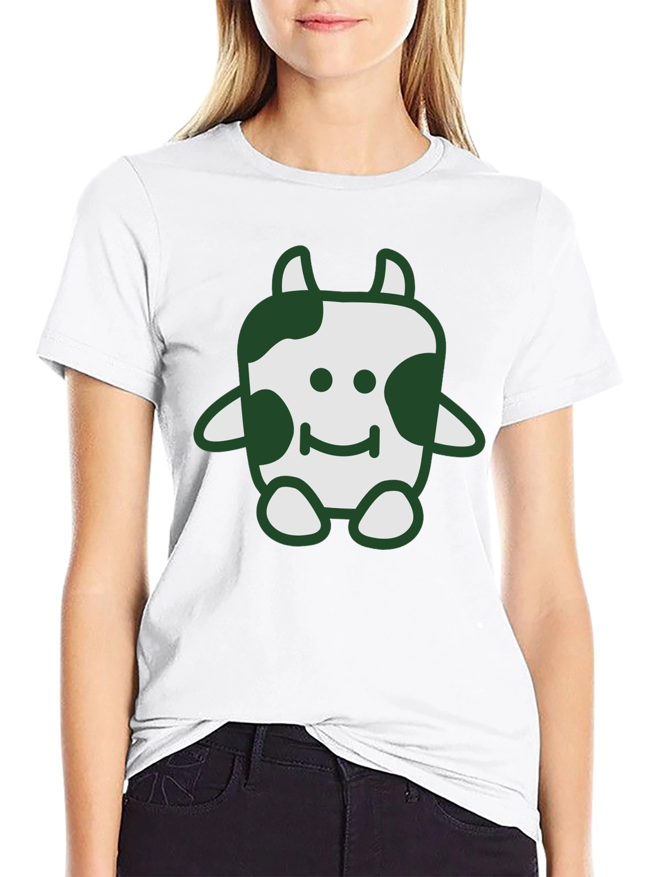 Cute Cow Graphic Tee - Soft Black Cotton T-Shirt