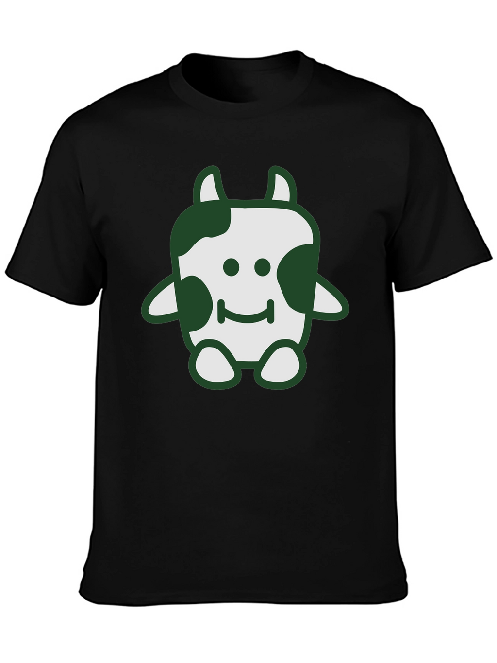 Cute Cow Graphic Tee - Soft Black Cotton T-Shirt