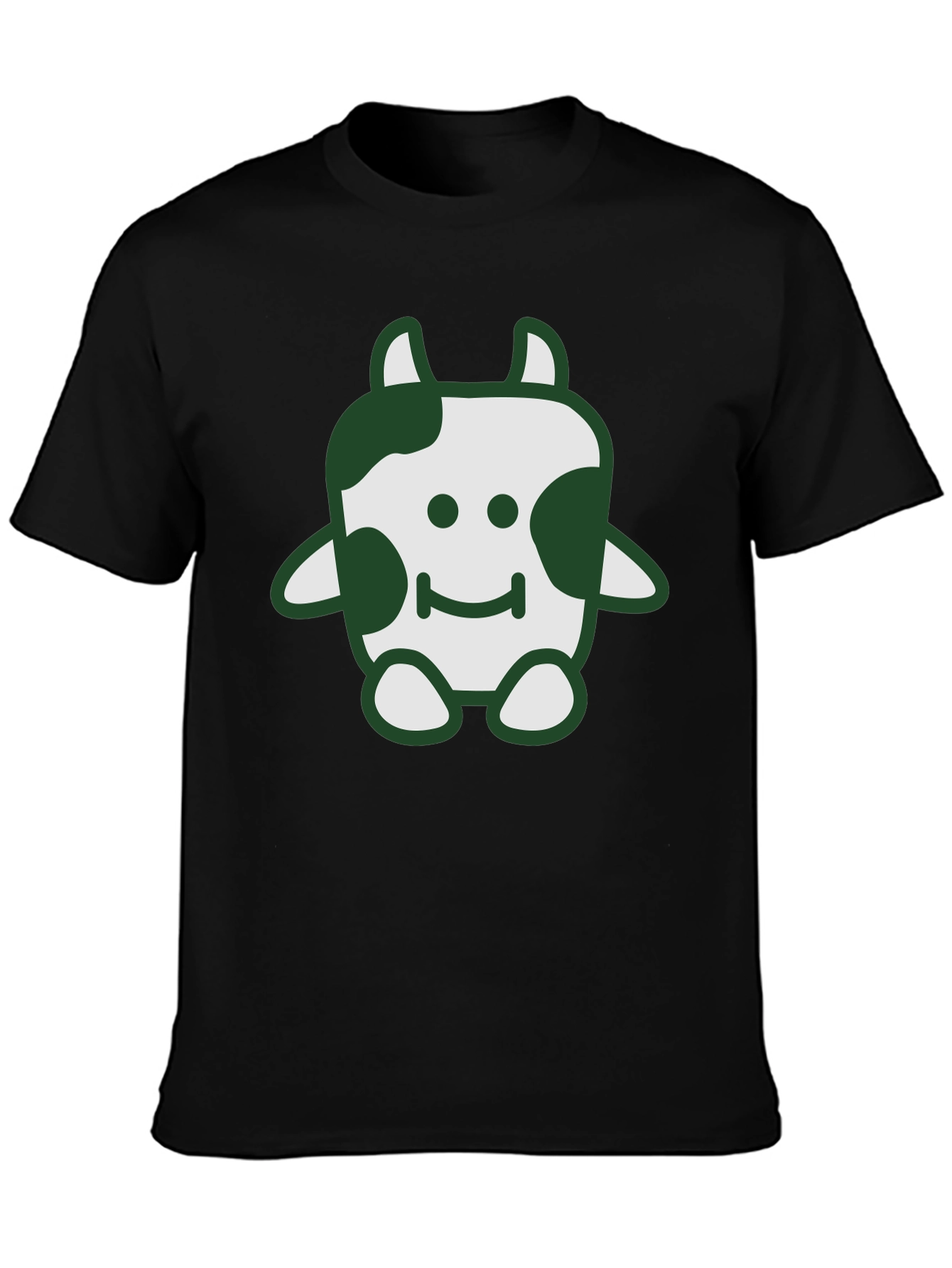 Cute Cow Graphic Tee - Soft Black Cotton T-Shirt