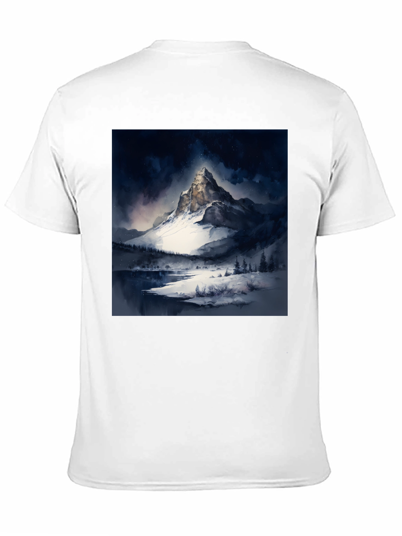 Snow Mountain Print Black T-Shirt