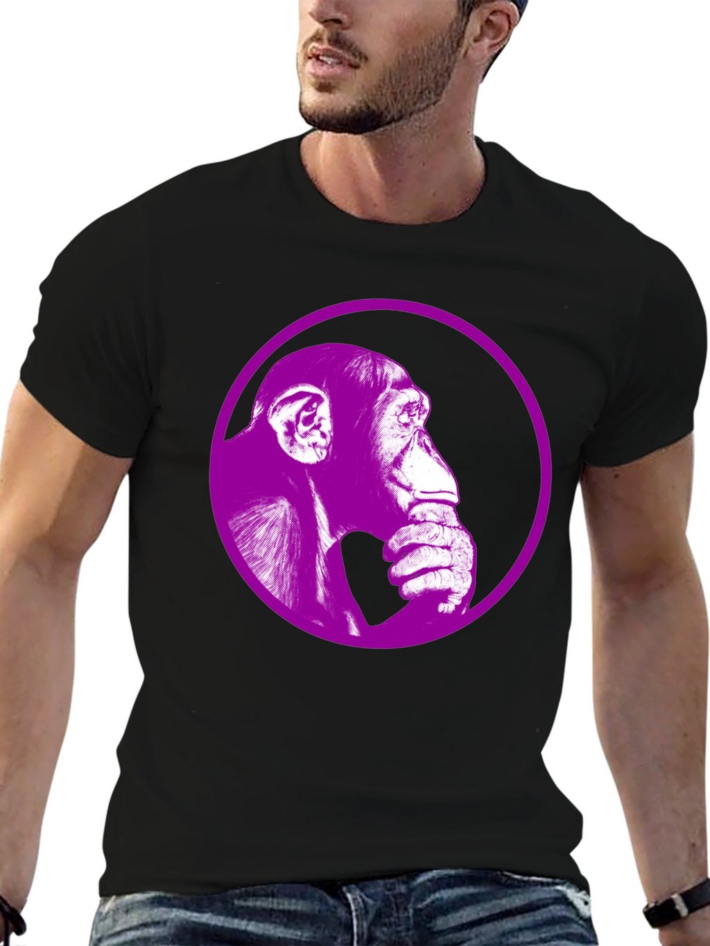 Ape Portrait Graphic Tee - Stylish Black T-Shirt
