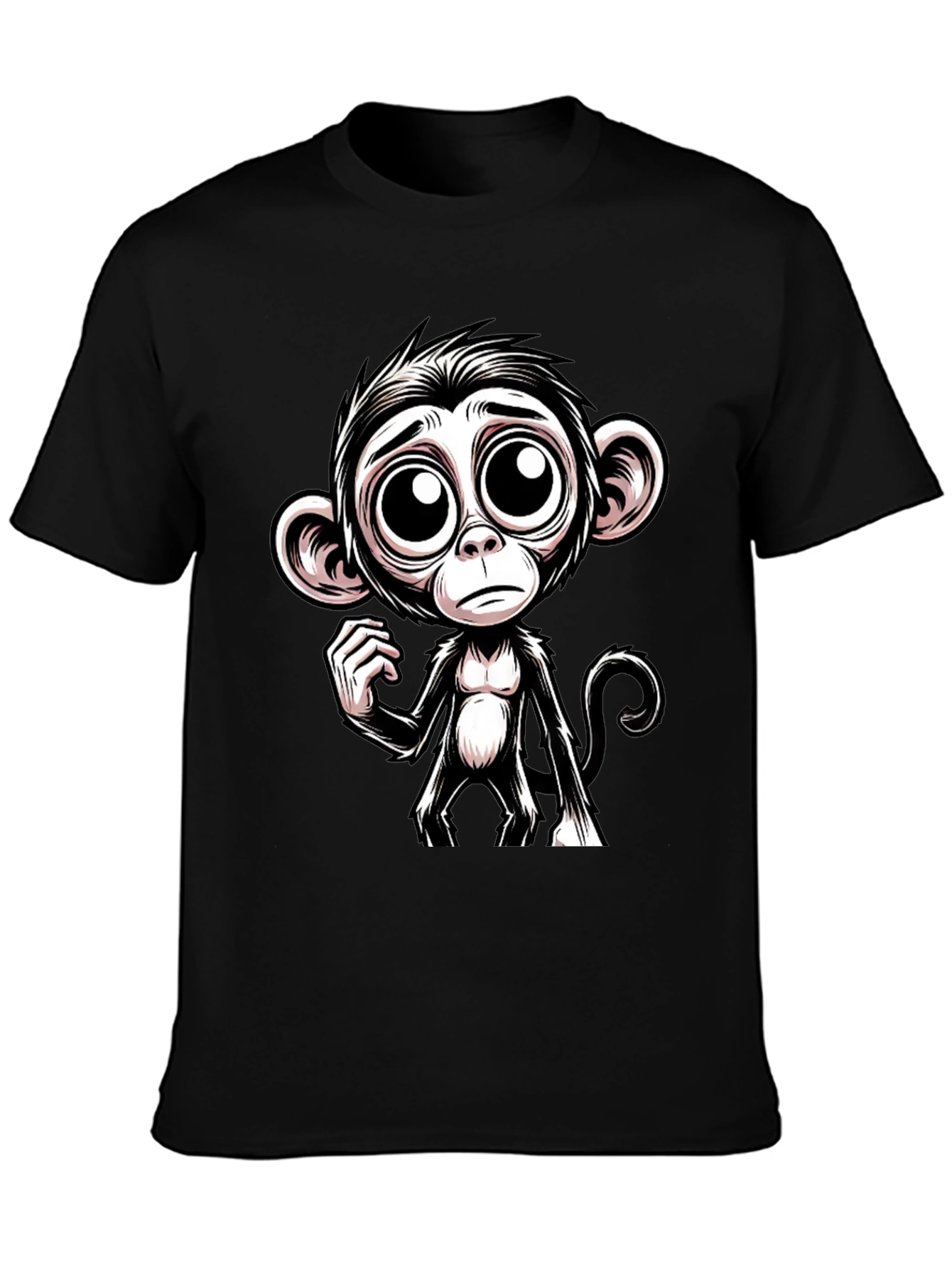 Sad Monkey Graphic Tee - Black Cotton T-Shirt