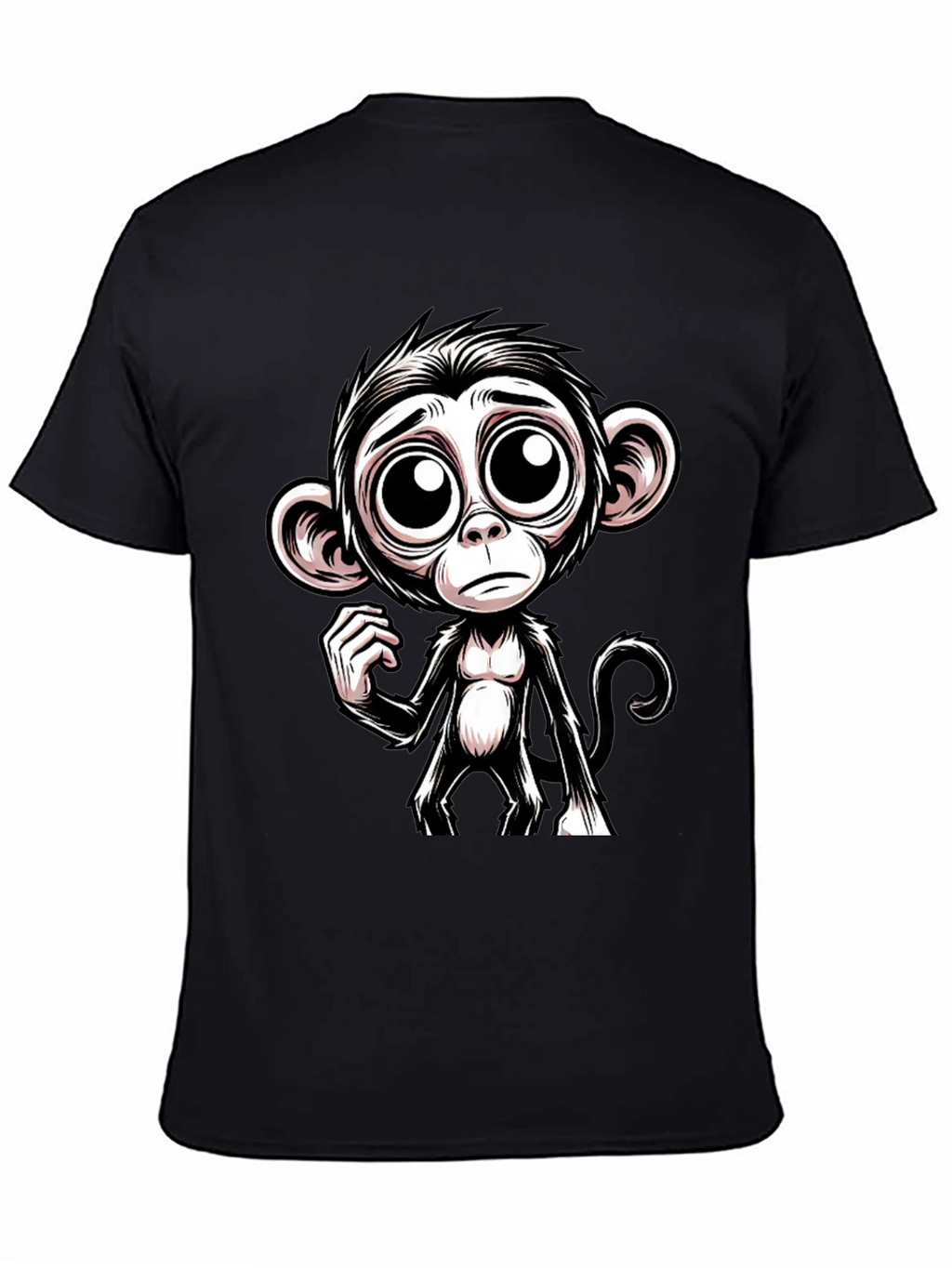 Sad Monkey Graphic Tee - Black Cotton T-Shirt