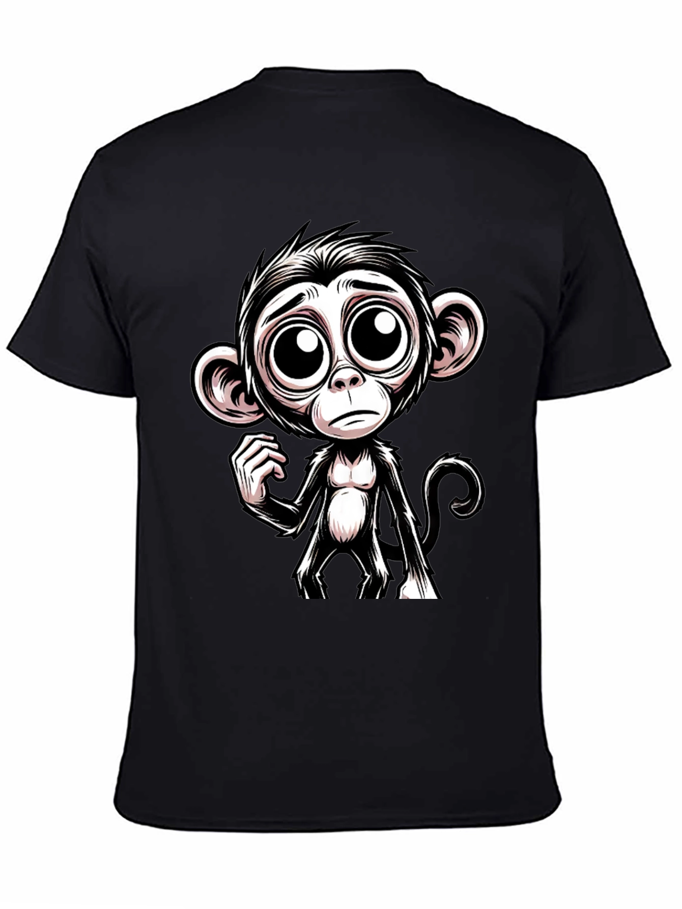 Sad Monkey Graphic Tee - Black Cotton T-Shirt