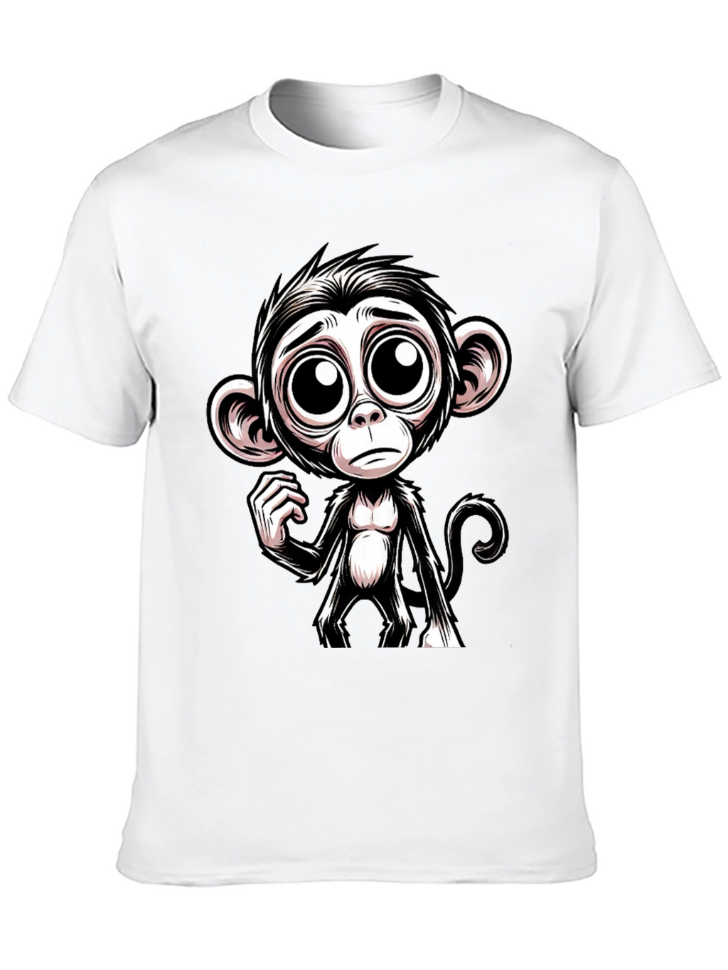 Sad Monkey Graphic Tee - Black Cotton T-Shirt