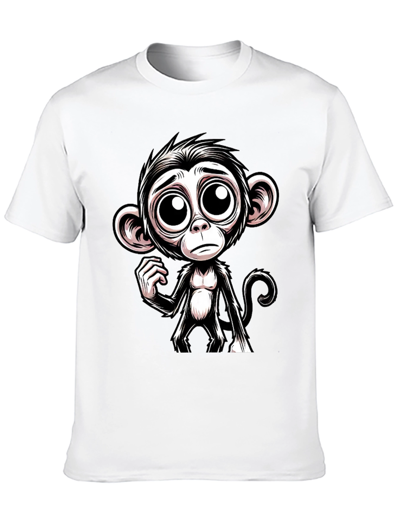 Sad Monkey Graphic Tee - Black Cotton T-Shirt