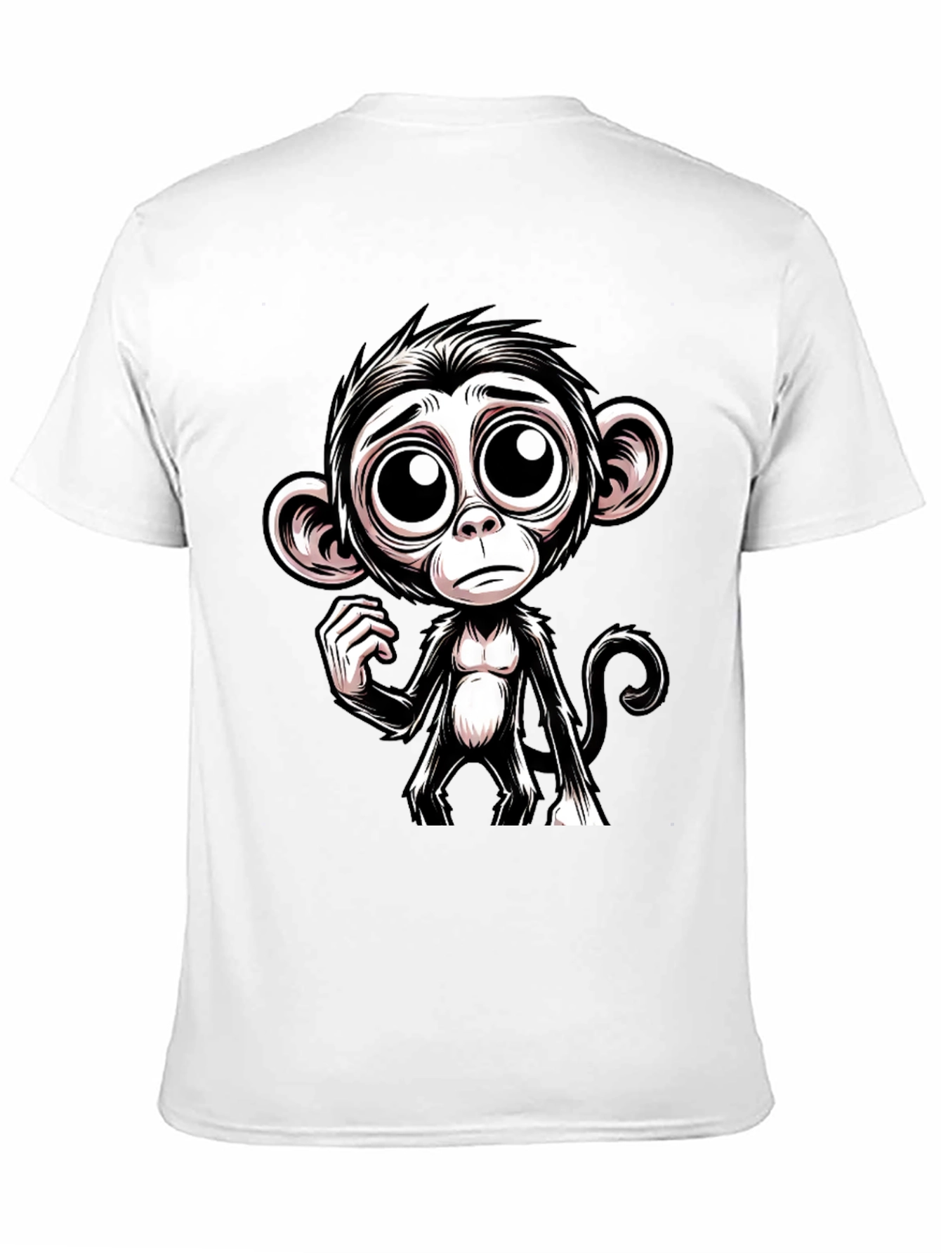 Sad Monkey Graphic Tee - Black Cotton T-Shirt