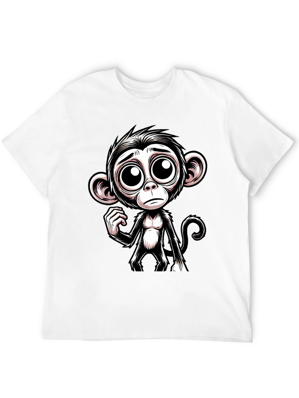 Sad Monkey Graphic Tee - Black Cotton T-Shirt