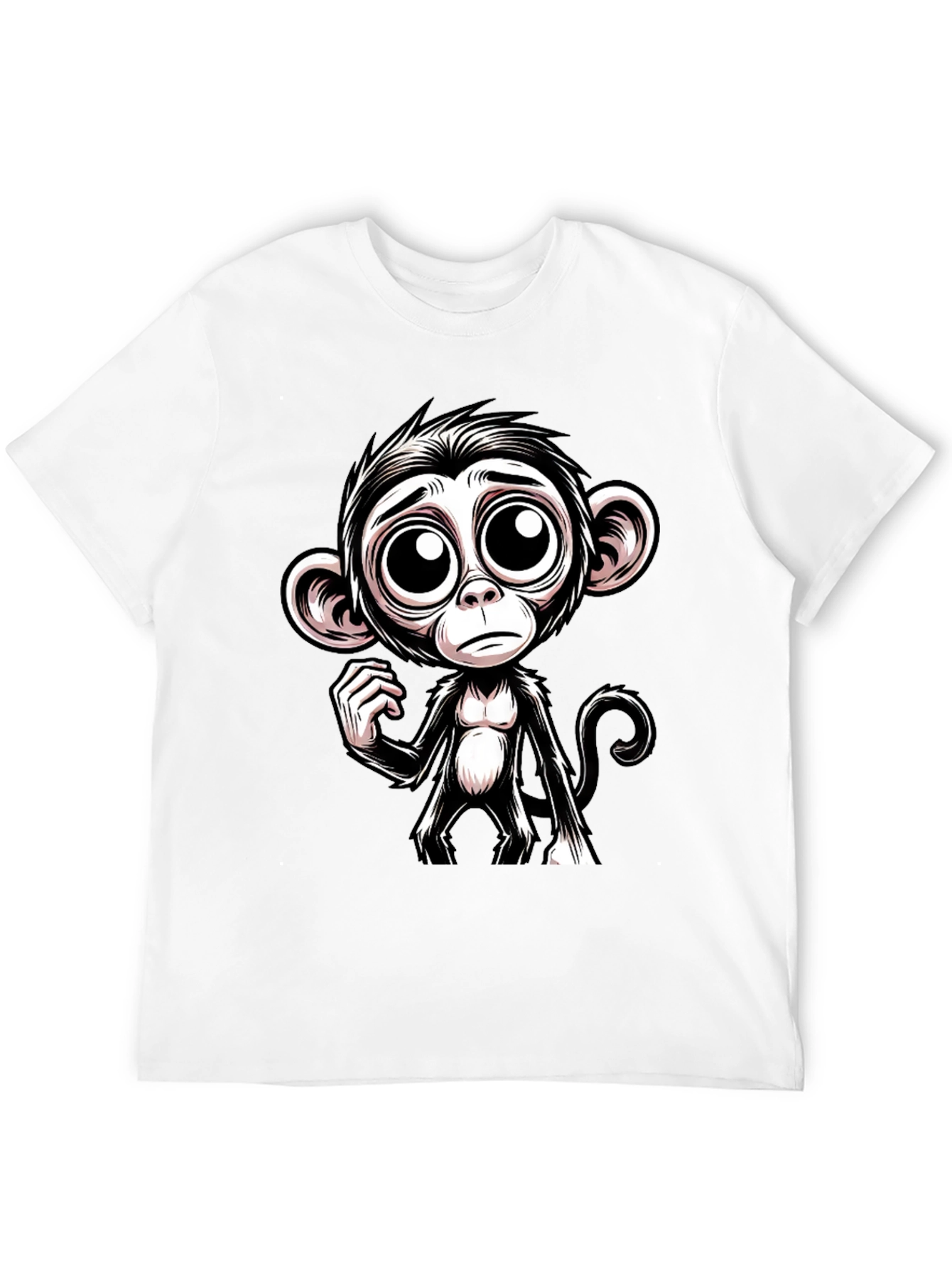 Sad Monkey Graphic Tee - Black Cotton T-Shirt