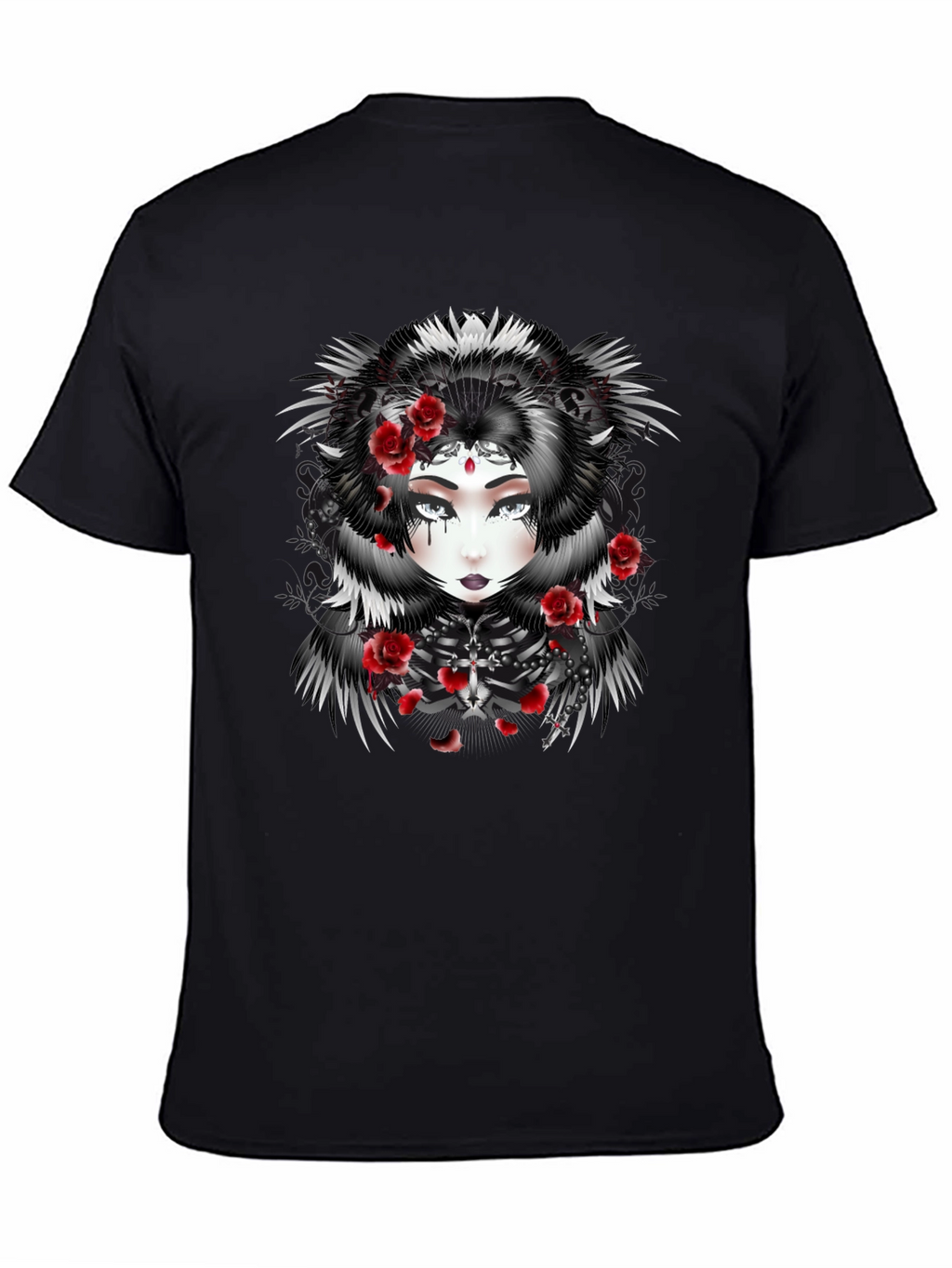 Gothic Rose Queen Graphic Black T-Shirt