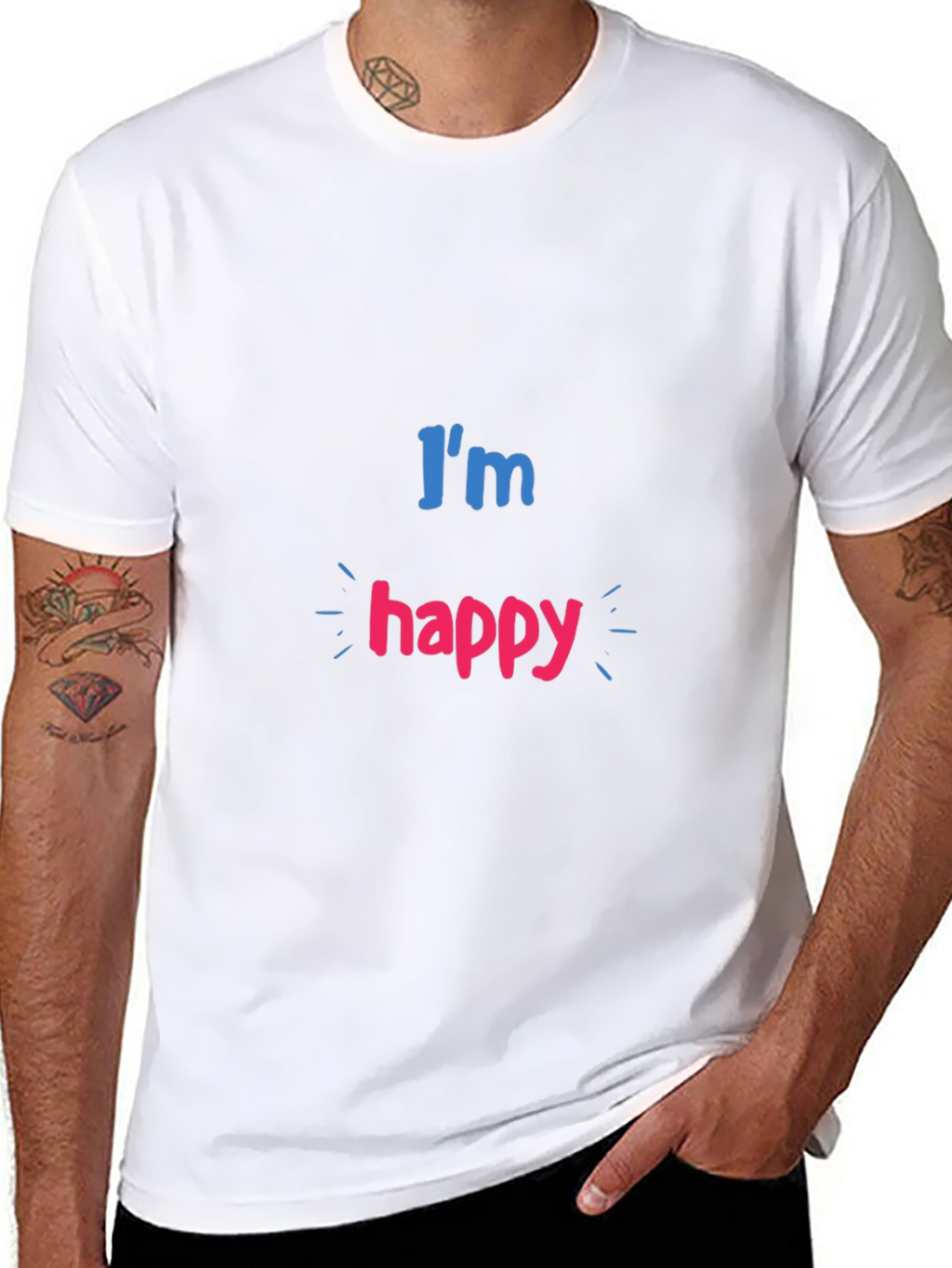 Im Happy Graphic Print Black T-Shirt