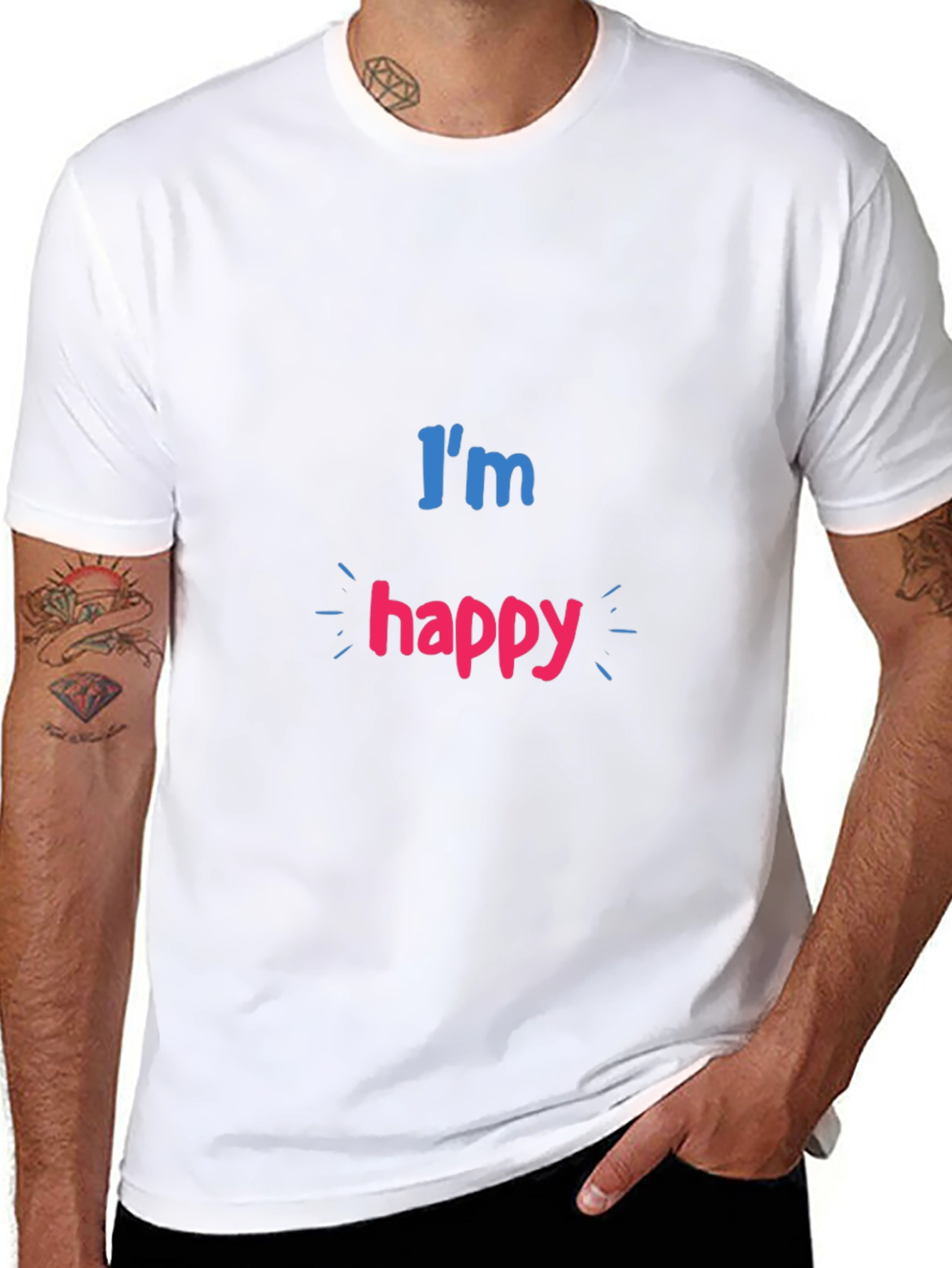 Im Happy Graphic Print Black T-Shirt