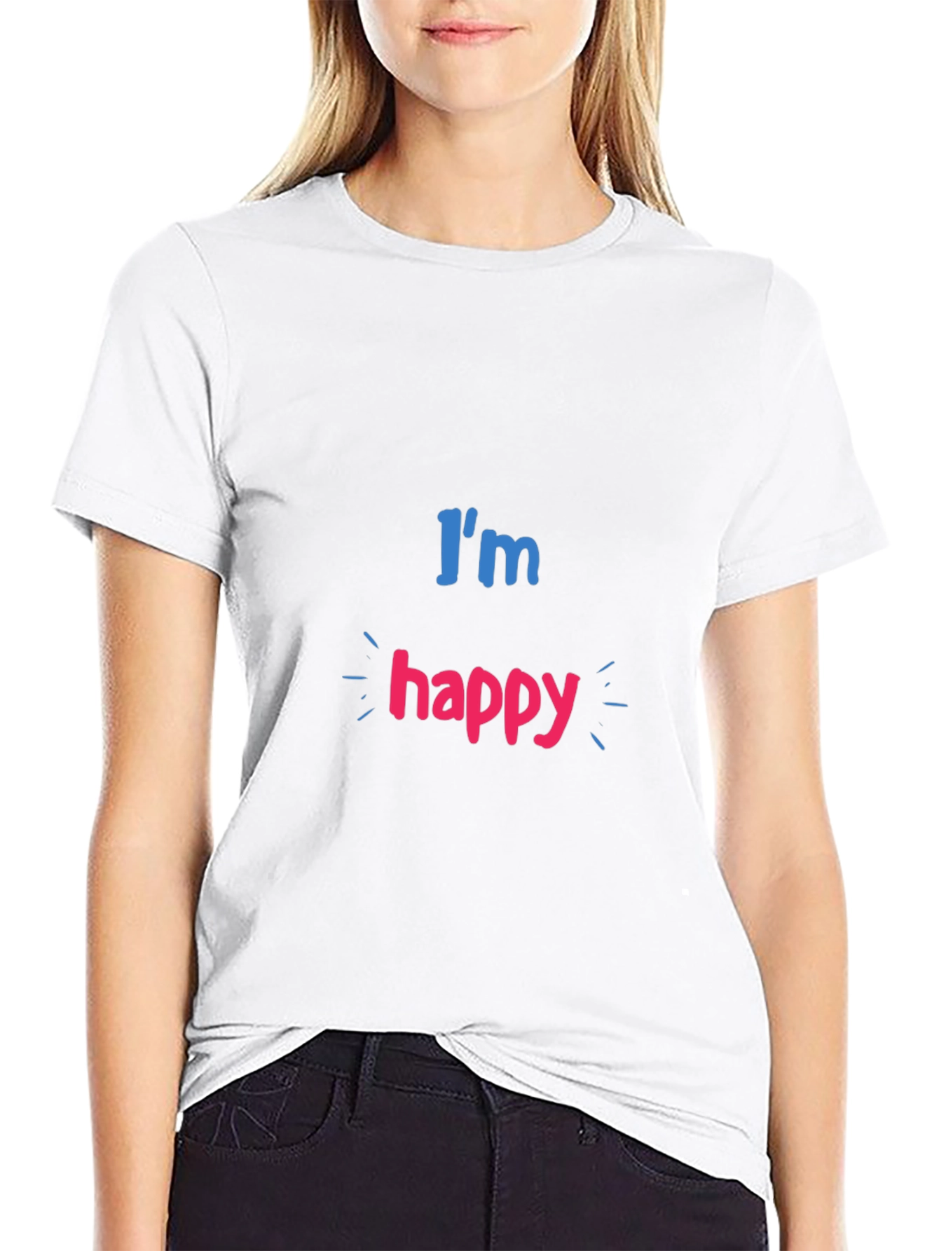 Im Happy Graphic Print Black T-Shirt