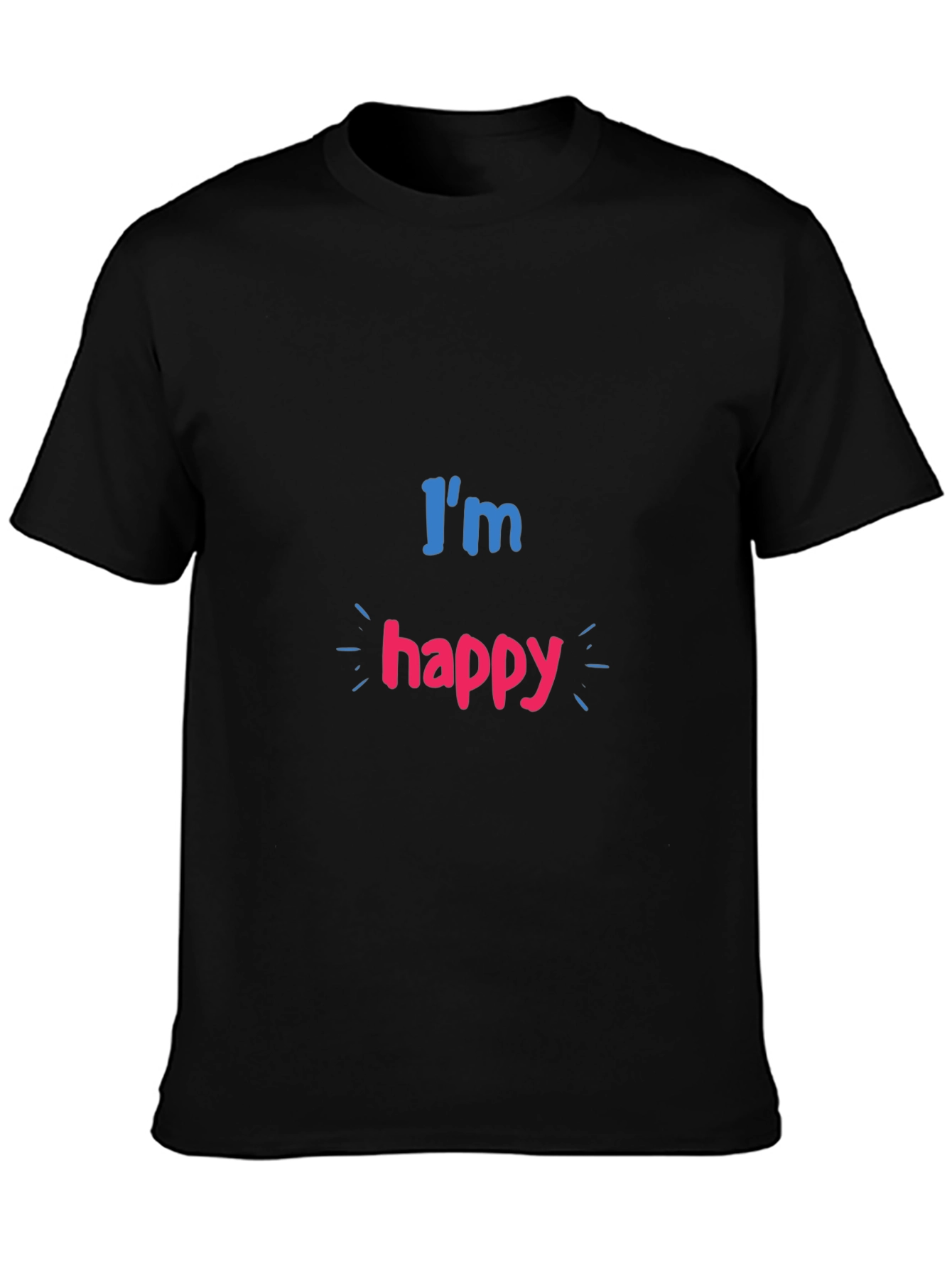Im Happy Graphic Print Black T-Shirt