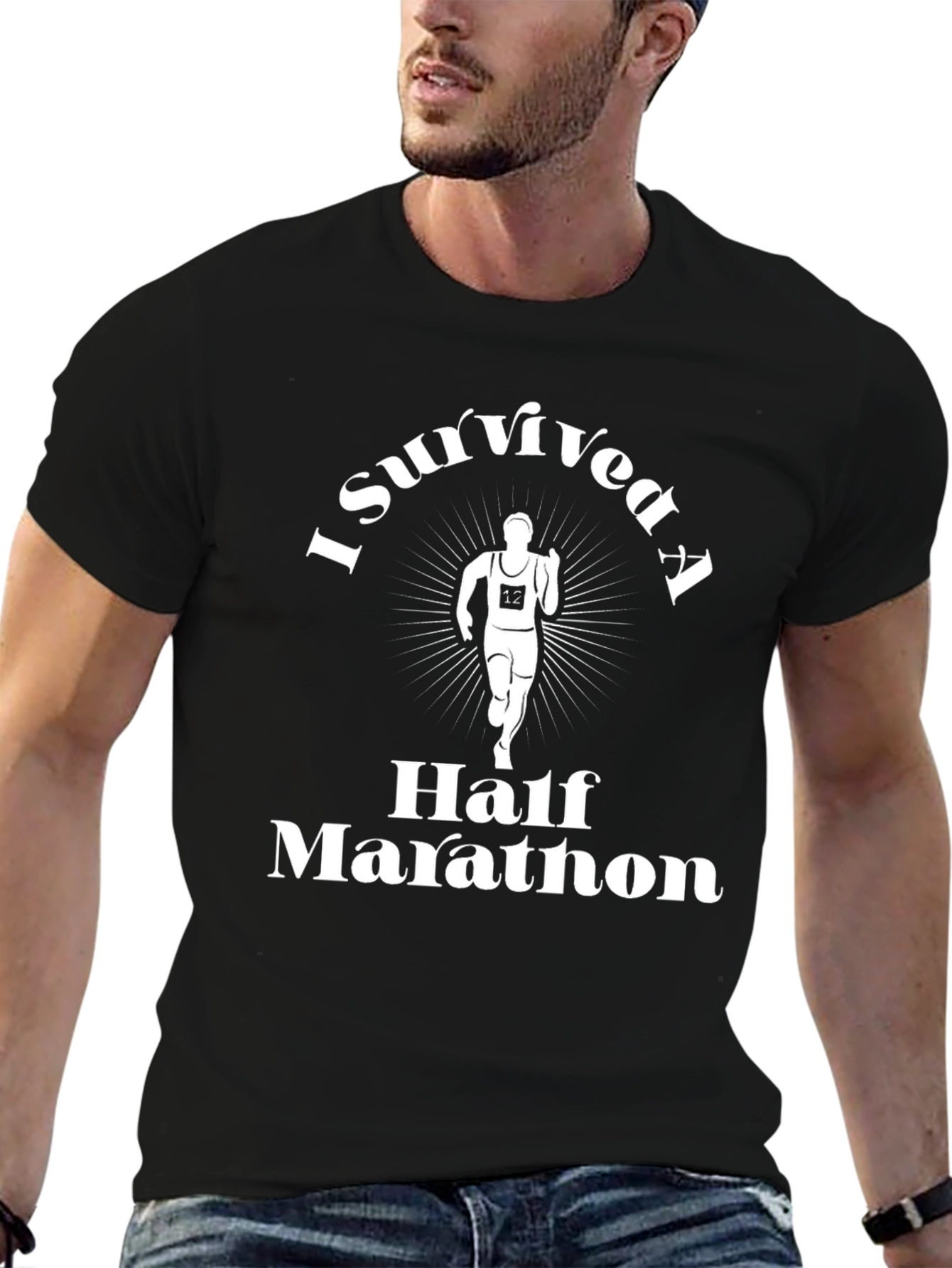 I Survived a Half Marathon Black T-Shirt