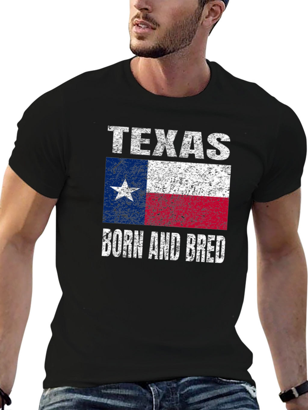 Texas Born and Bred Flag Graphic T-Shirt